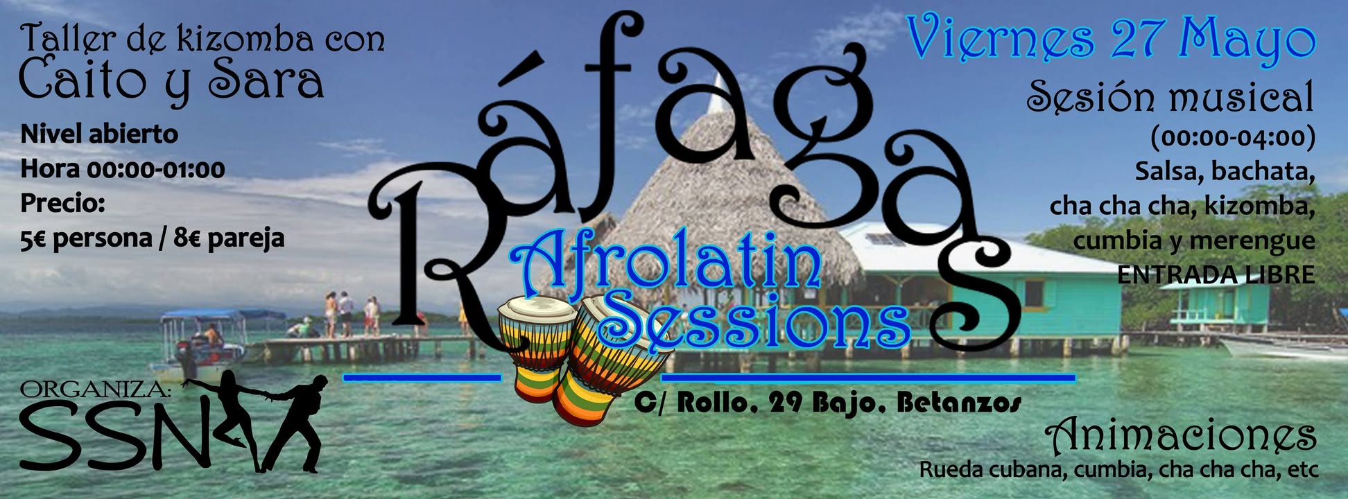Ráfagas: Afrolatin Sessions. Con taller de kizomba a cargo de Caito y Sara.