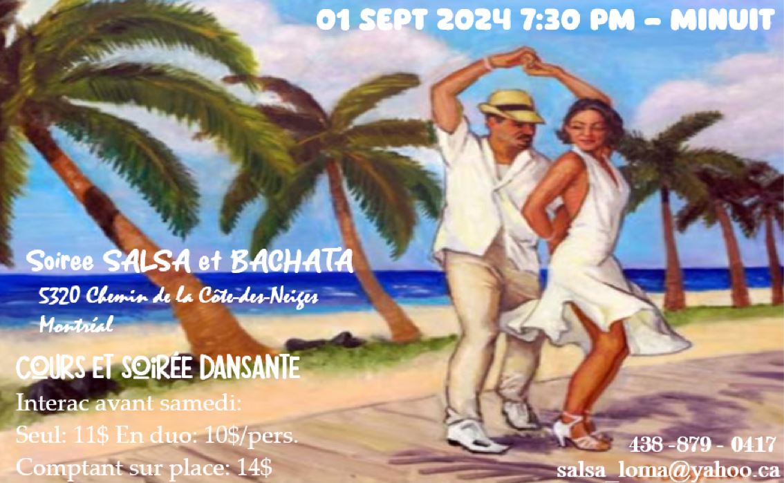 Social 💃🕺SALSA & BACHATA🌴SUMMER SALSA SUNDAY🌴Montréal Côte-des-Neiges🌺 01 Sept 7:30 PM à Minuit