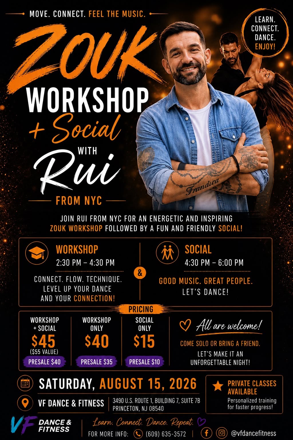 ✨ ZOUK WORKSHOP + SOCIAL with Rui (NYC) ✨VF DANCE✨