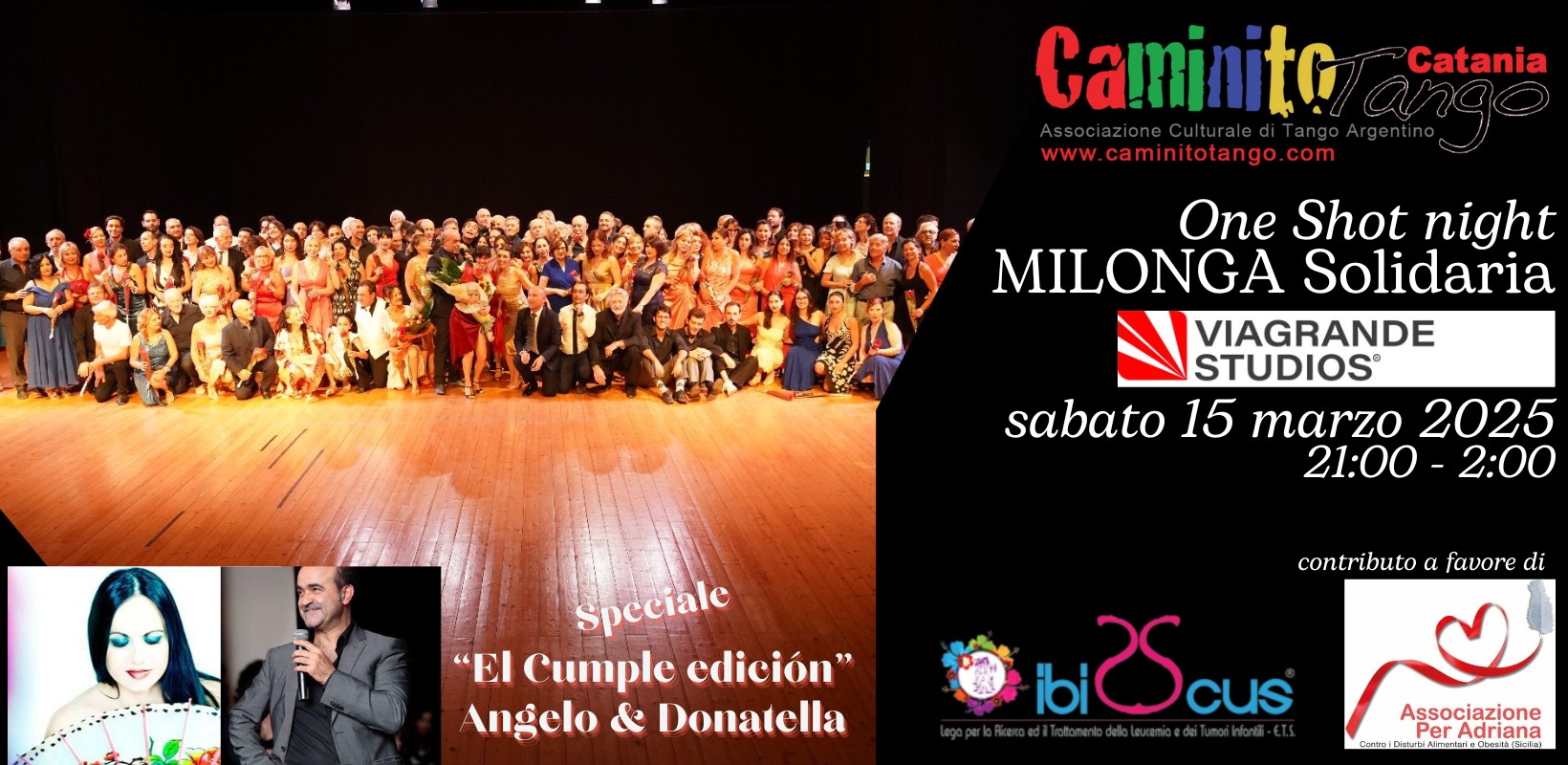 Milonga Solidaria - "El cumple" di Angelo & Donatella - Sabato 15 marzo @Viagrande Studios