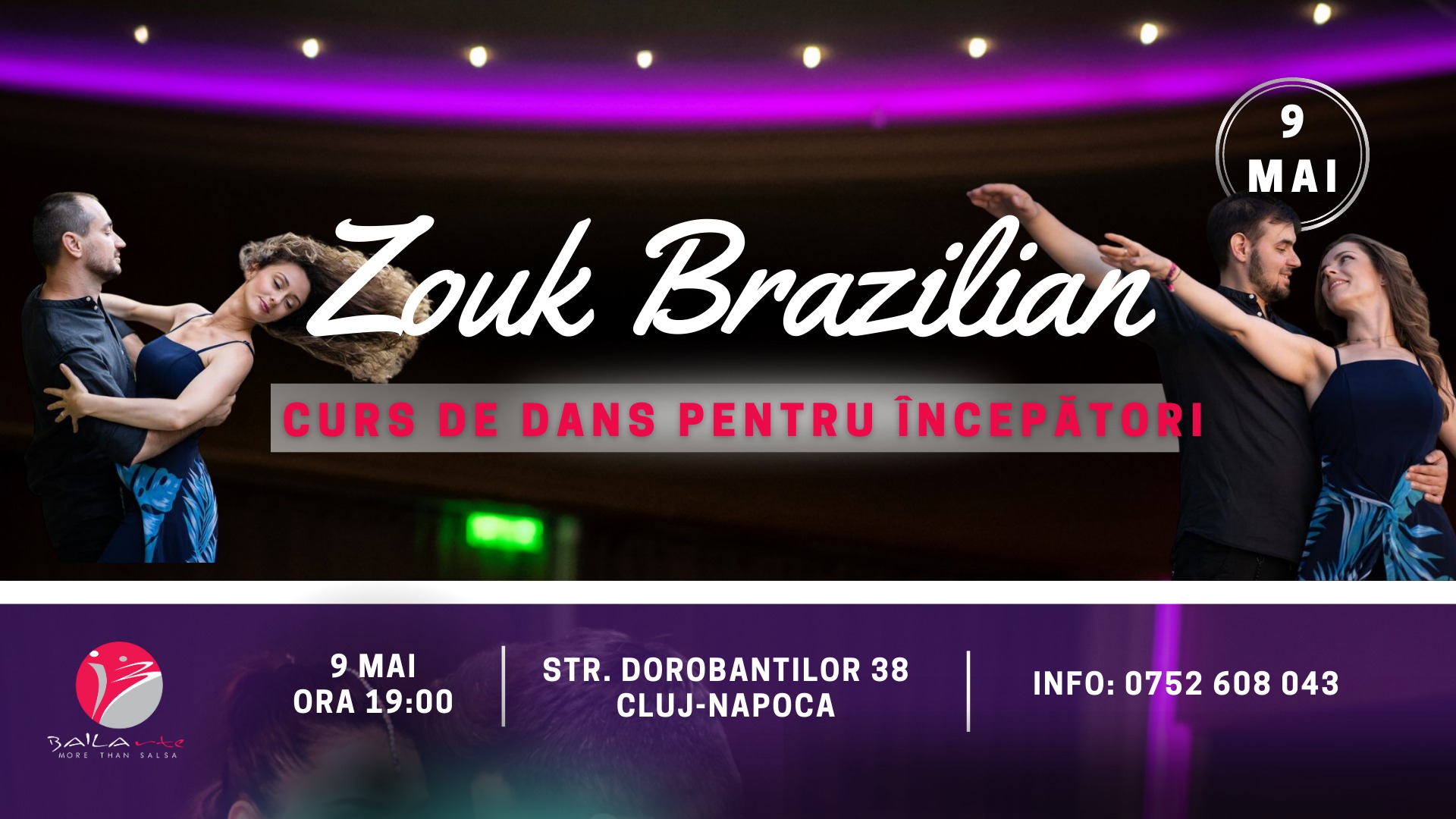 Curs de ZOUK BRAZILIAN pentru începători 9 MAI Cluj-Napoca