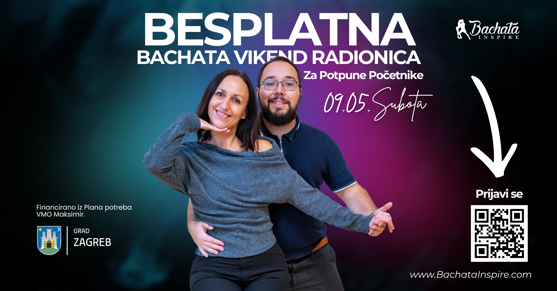 Bachata vikend radionica za Početnike - 09.05. Subota - Bachata Inspire - Ples povezuje