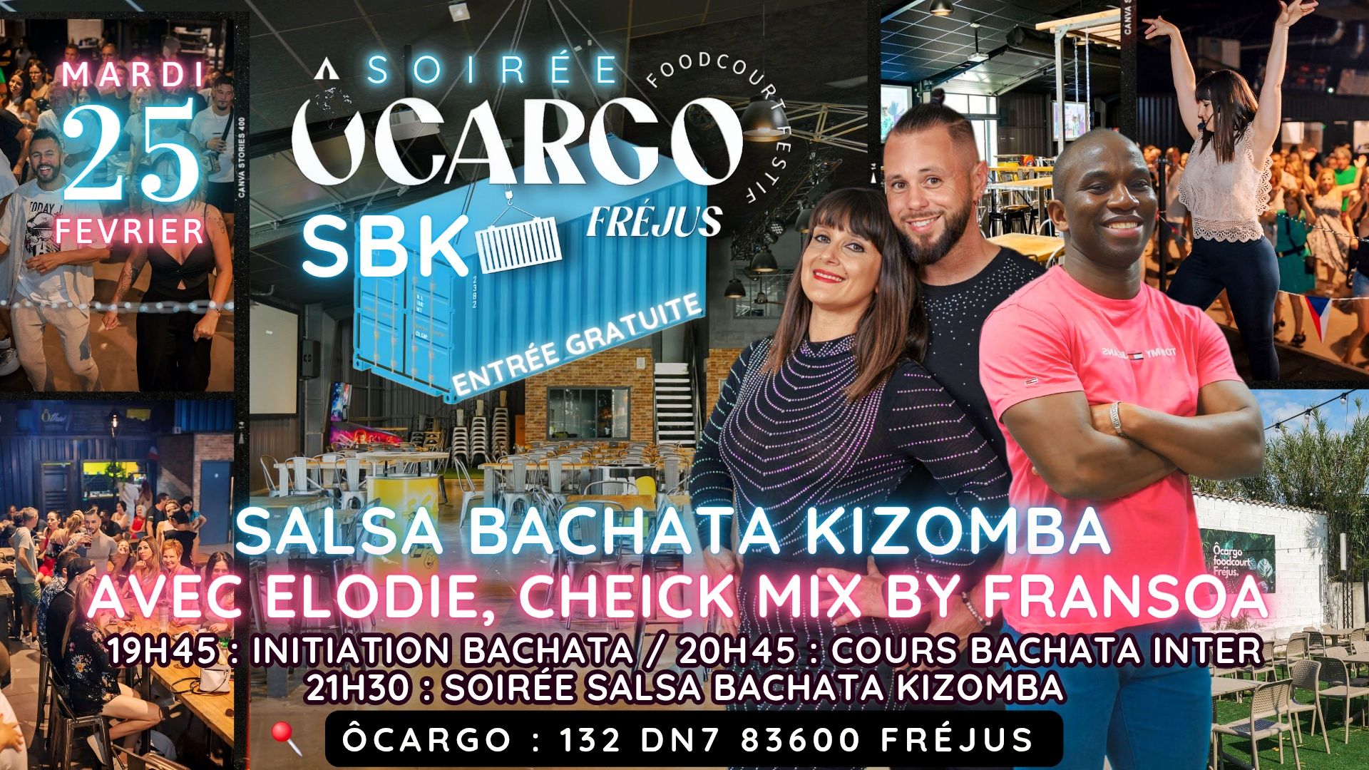 Ôcargo SOIRÉE SBK cours gratuits avec Elodie CATENA et Cheick