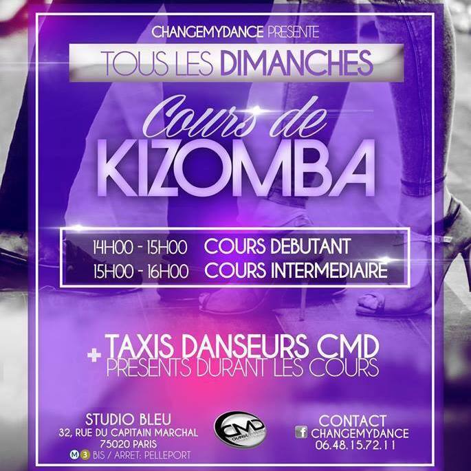 ★★ COURS DE KIZOMBA DIMANCHE 15 MARS CHANGEMYDANCE Studio Bleu Paris 20