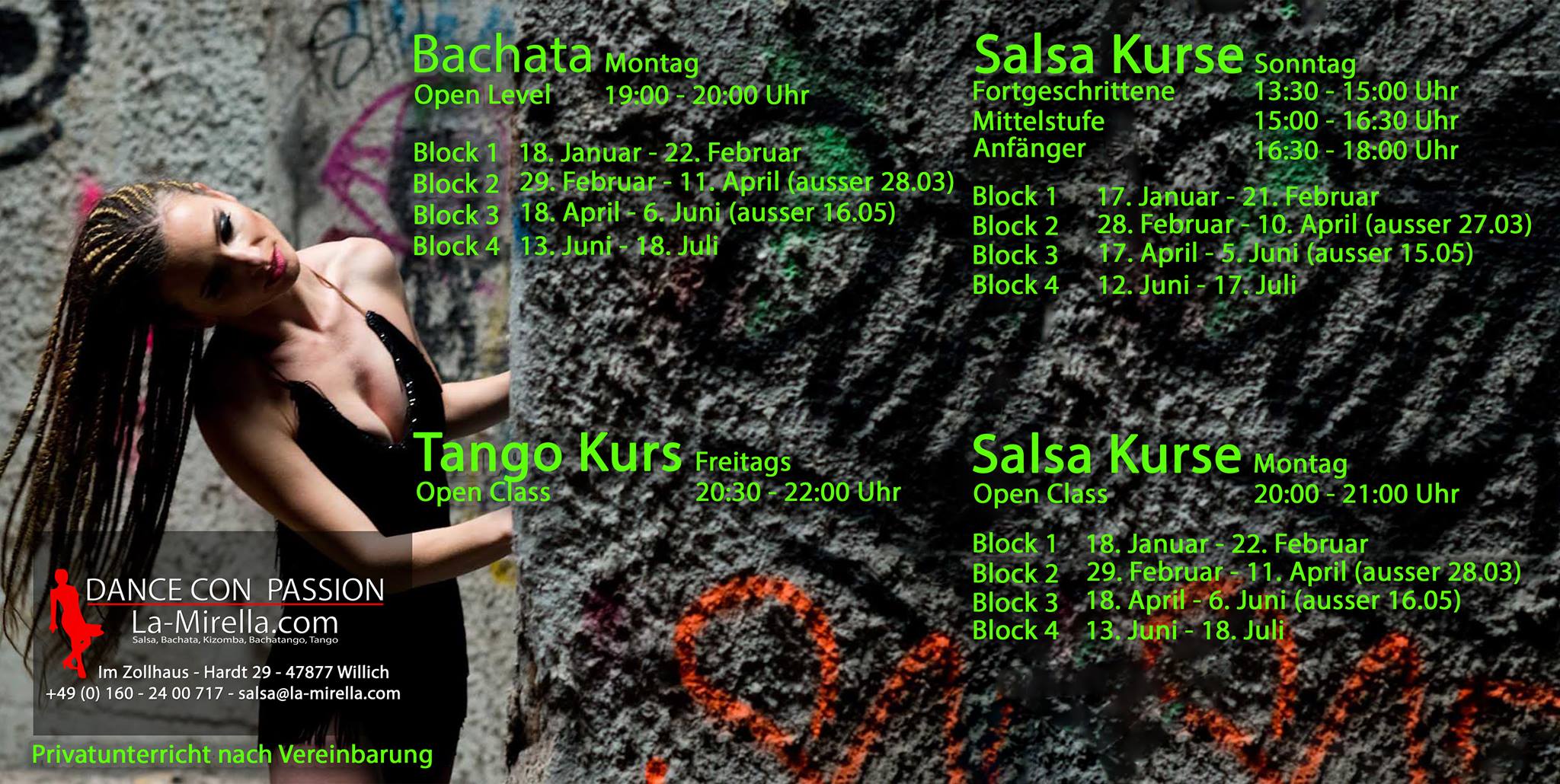 Neue Tanzkurse Salsa, Bachata, Tango