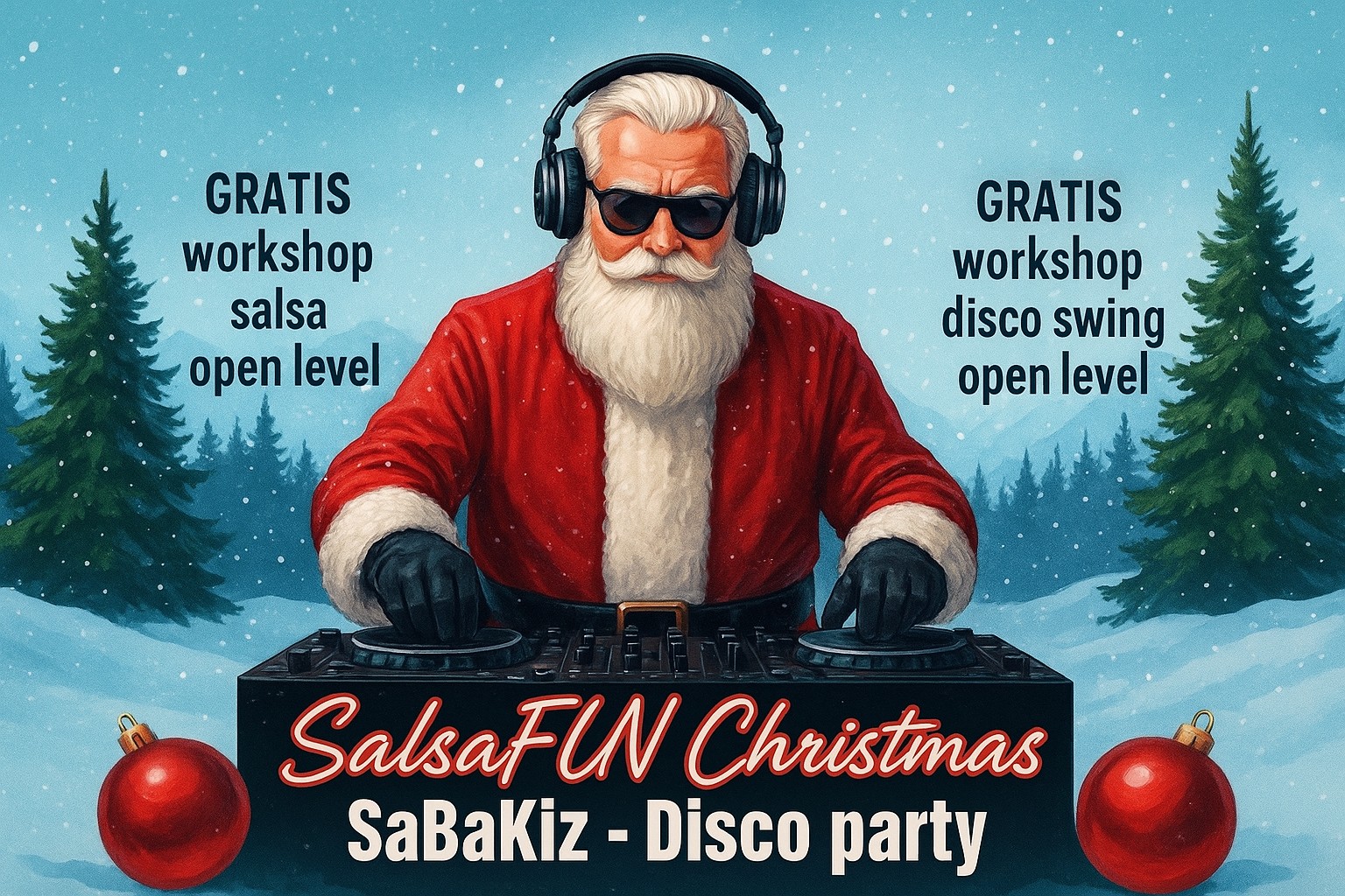 SalsaFUN Christmas SaBaKiz - Disco swing party met gratis Salsa & Disco swing workshops