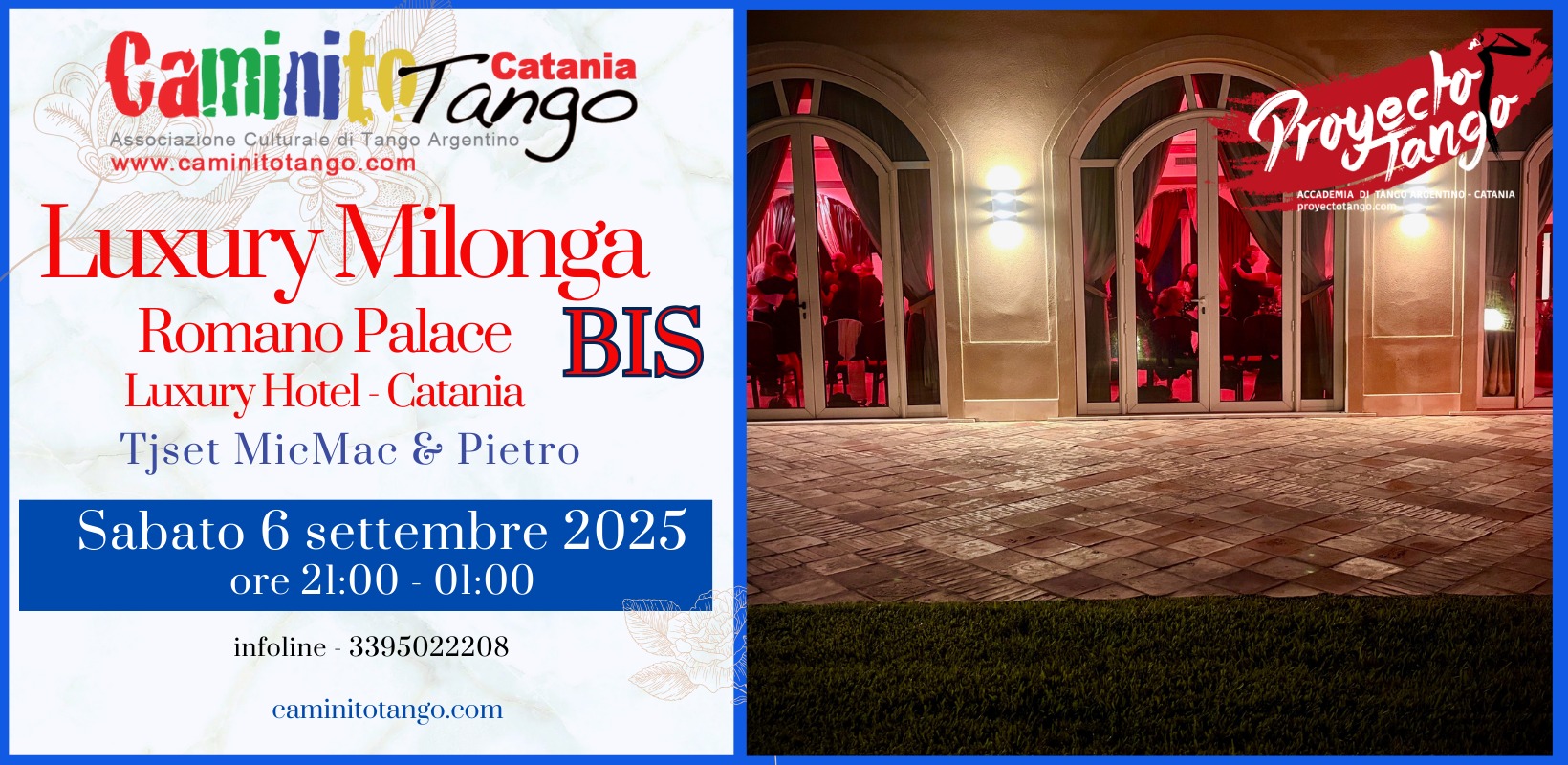 Luxury Milonga Catania fa BIS ! Sabato 6 settembre ancora al Romano Palace Luxury Hotel