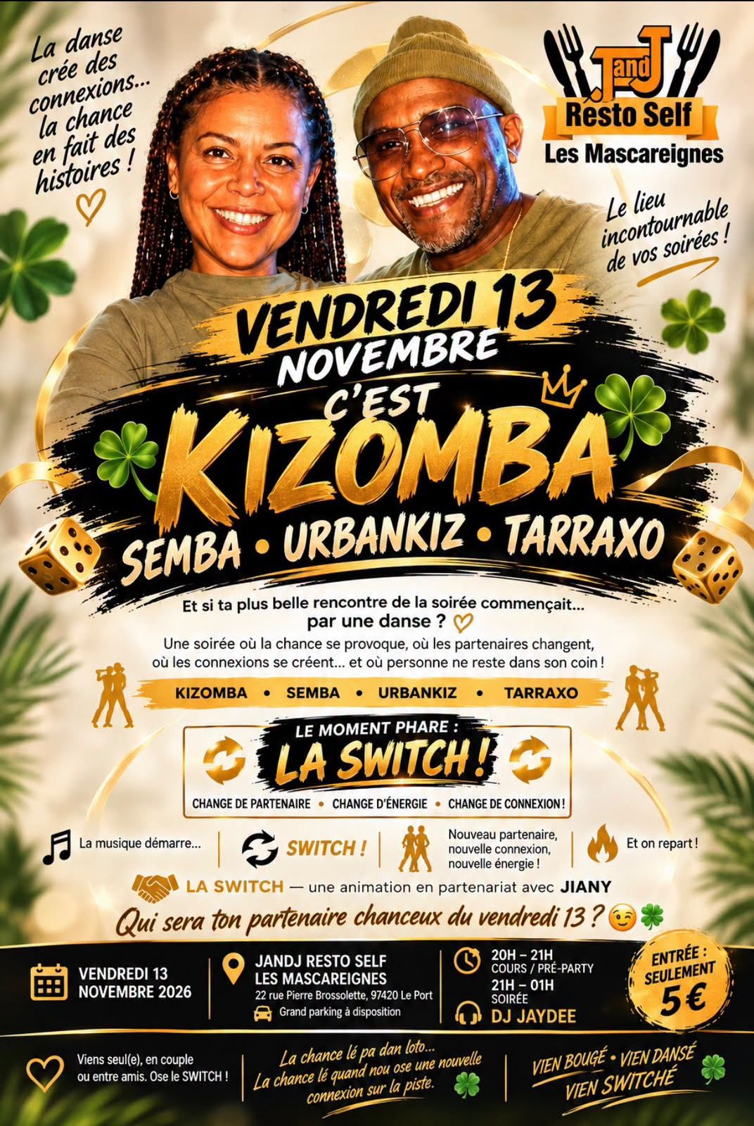 SOIRÉE KIZOMBA .SEMBA .URBANKIZ. TARRAXO VENDREDI 13 NOVEMBRE PRÉ-PARTY + SOIRÉE 5 EURO