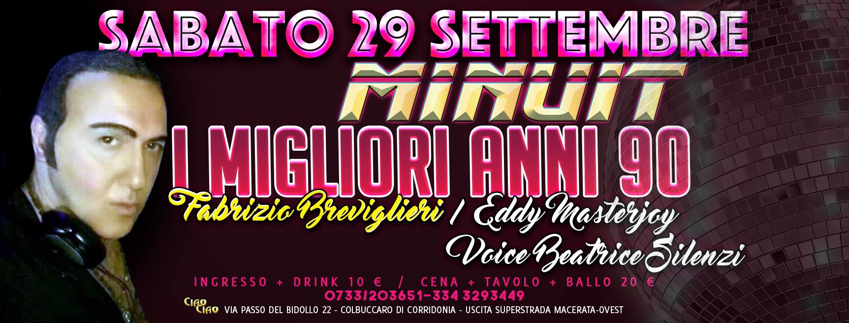 Discoteca Minuit Presenta I MIGLIORI ANNI 90 Sabato 29 Sette
