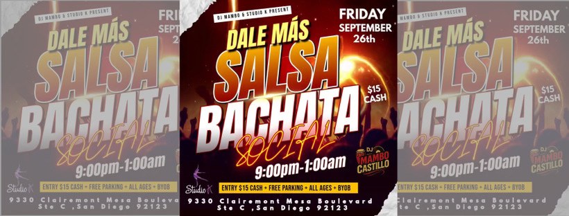 DALE MÁS SALSA BACHATA SOCIAL SEPT.26TH