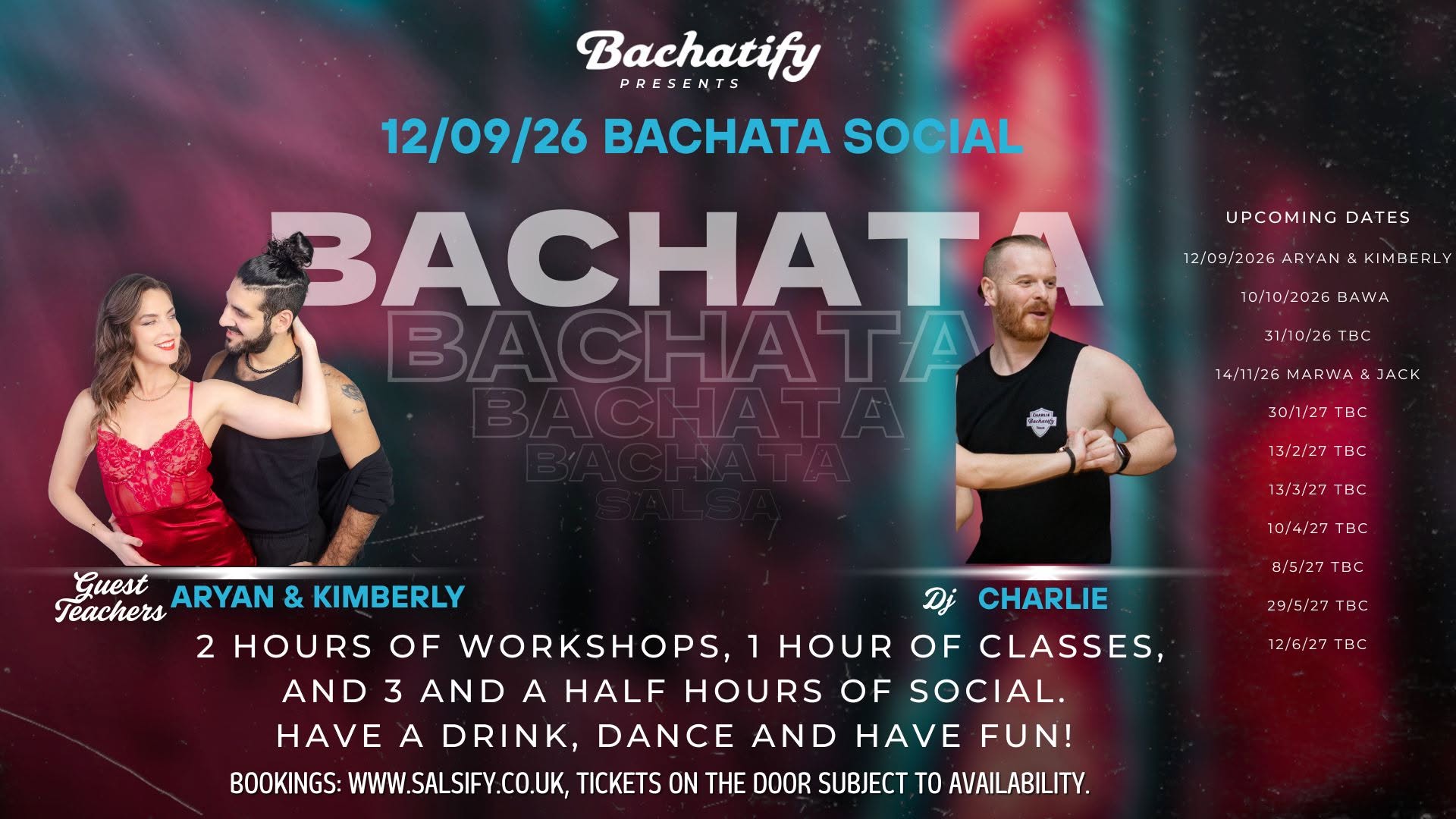 Bachatify: Saturday 12th September 2026 Workshop, Party and Social with Aryan & Kimberly