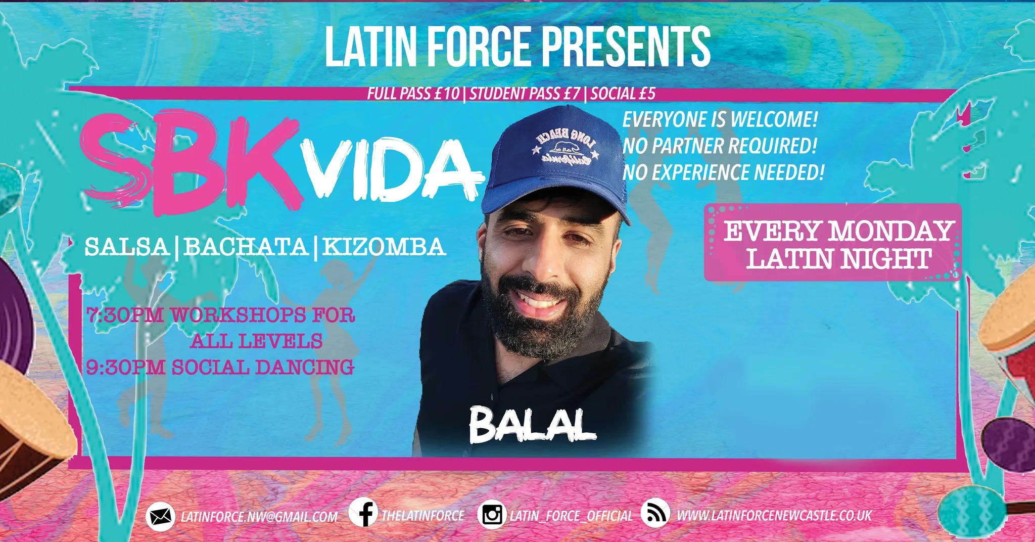 SBK VIDA at Freya's Bar (Aspers Casino) β
25th July β
Salsa Dancing in Newcastle!