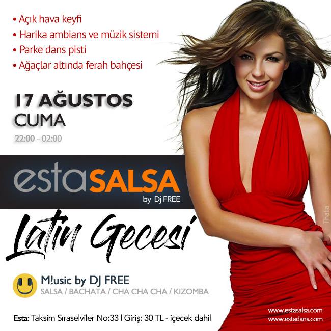 17 Ağustos Cuma Esta Salsa Latin Gecesi