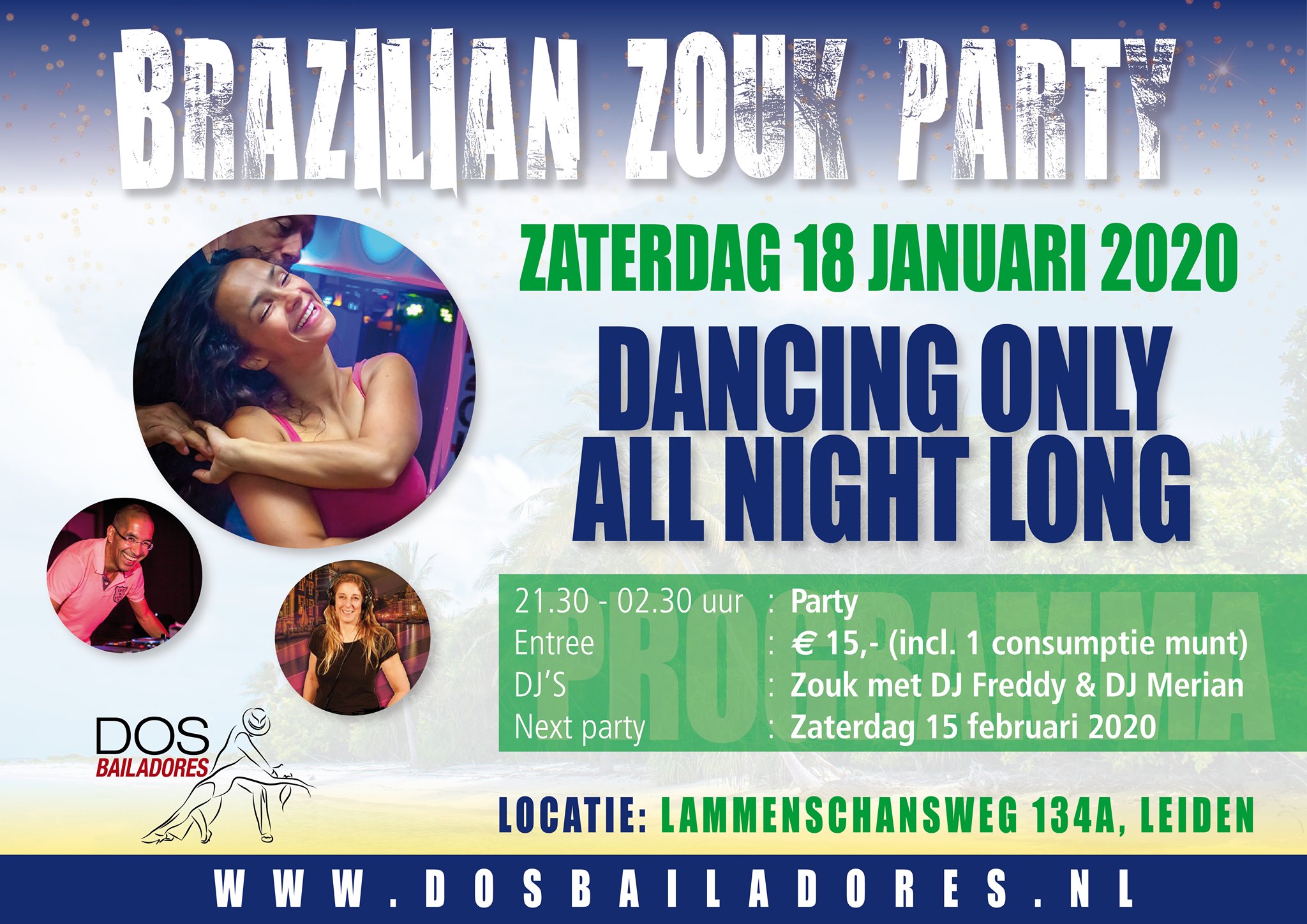Dos Brazilian Zouk Party 18-Jan-20: Dancing w DJ Fred & Merian