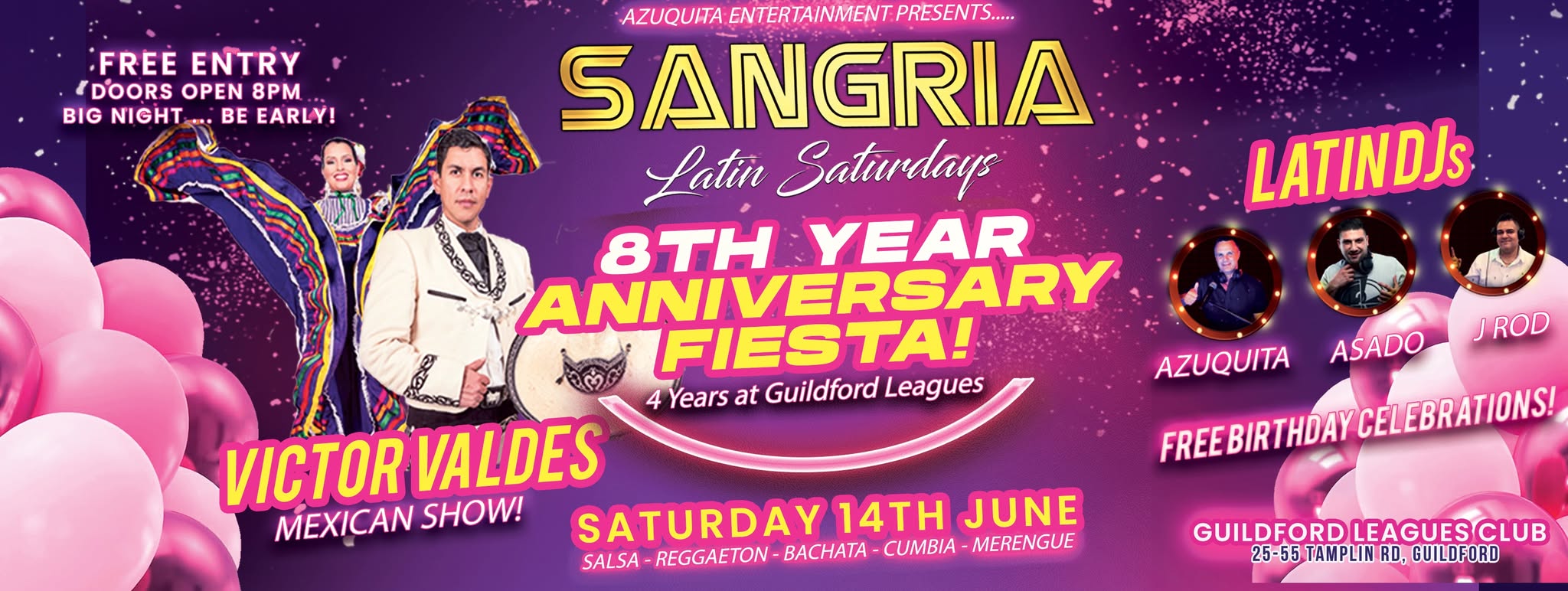 ๐HAPPY BIRTHDAY SANGRIA! ๐ Anniversary FIESTA !!!!๐โฌ FREE ENTRY!! โฌ๐