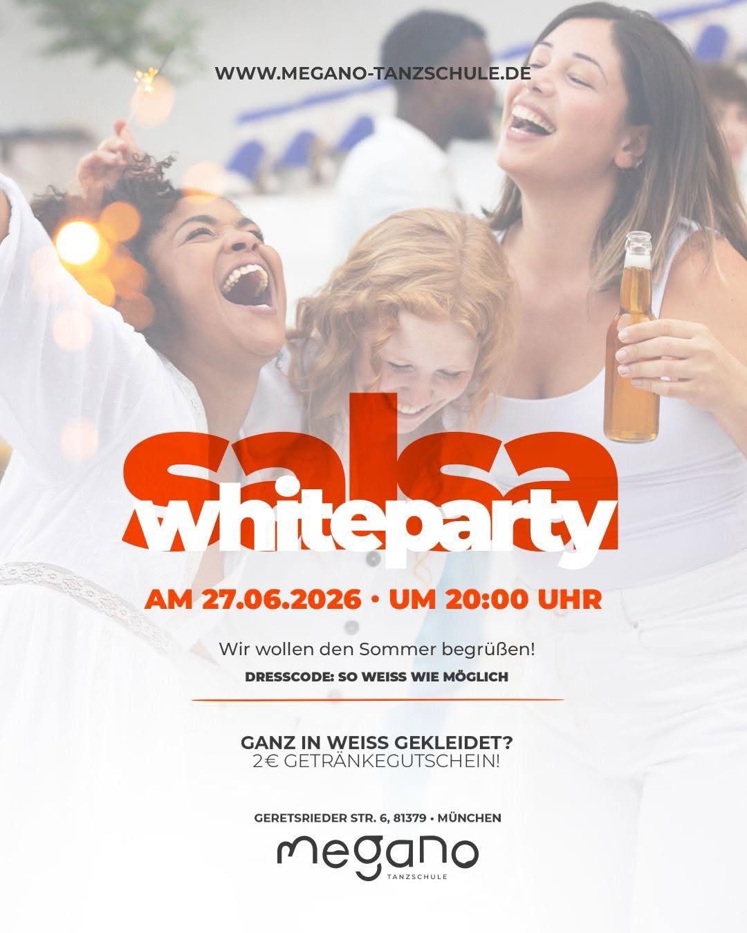 Salsa White Party Megano im für alle! Rueda und Musik mit Joycce