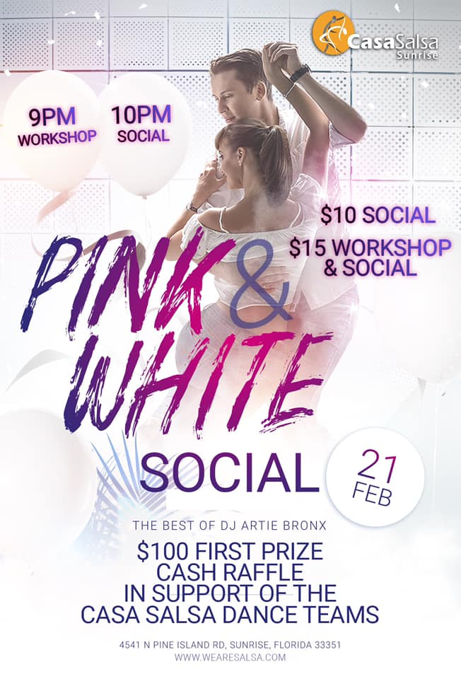 Casa Salsa Pink & White Social - Raffle for $100 Cash Prize!