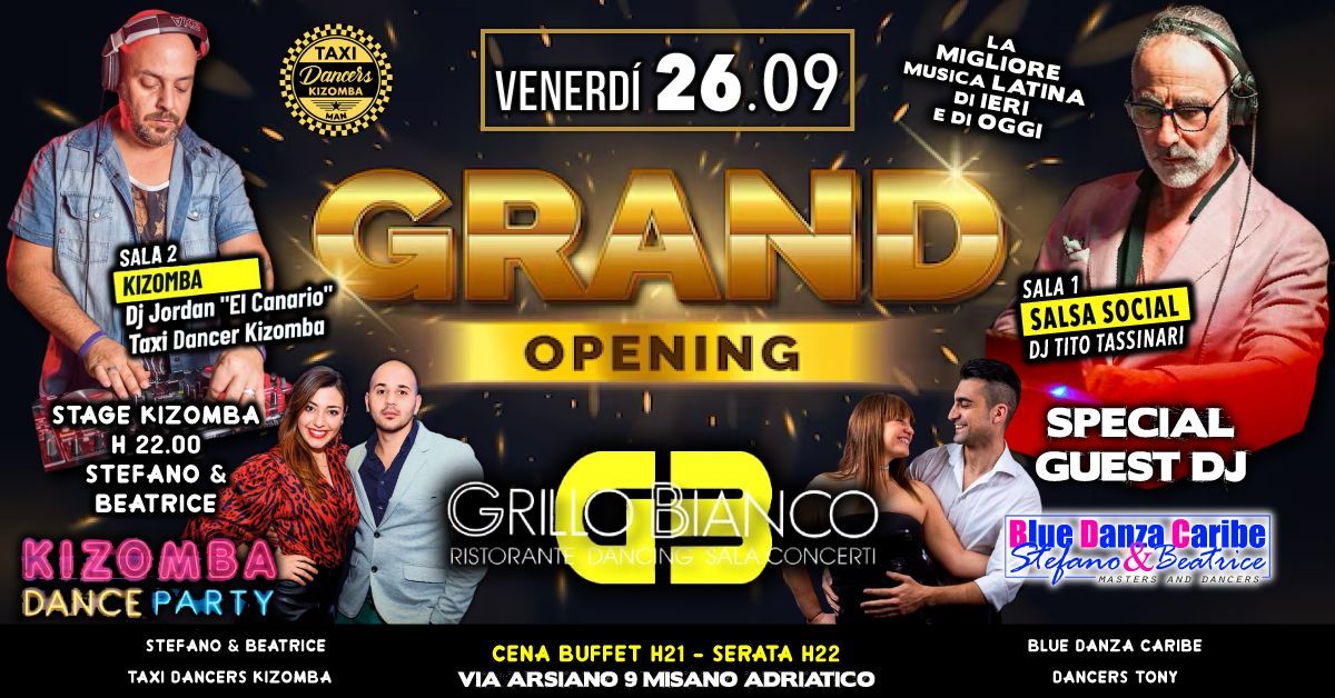 Venerdรฌ 26 Settembre_GRAND OPENING_Salsa Social y Kizomba Dance Party_Grillo Bianco 2 Misano