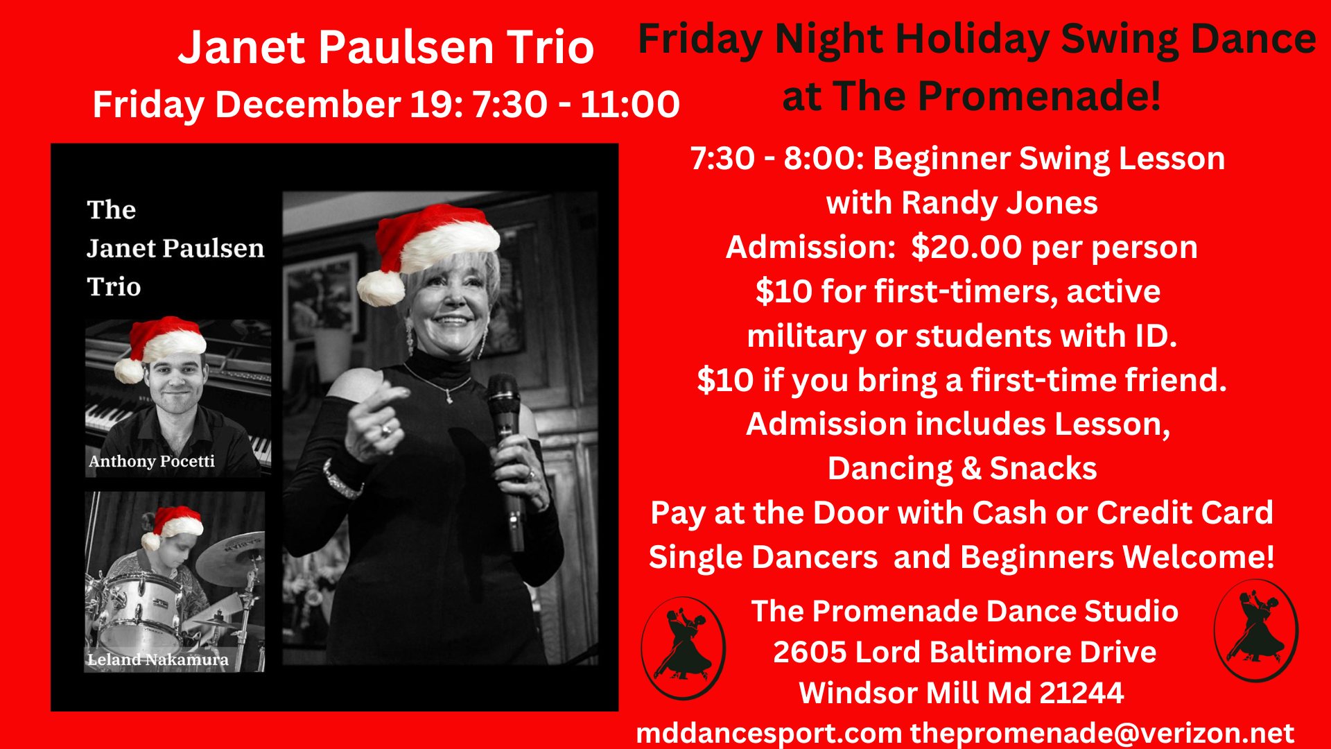The Janet Paulsen Trio Friday Night Swing at The Promenade Dance Studio!!