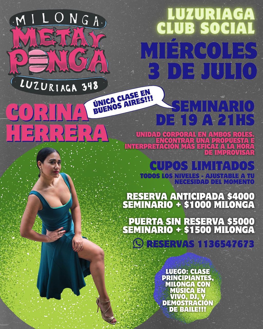 Seminario + Milonga fiesta Meta y Ponga