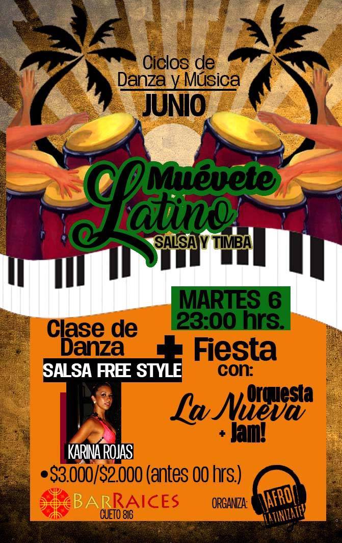 Muévete Latin@ en Bar Raíces, Martes de JUNIO Salsa&Timba JAM