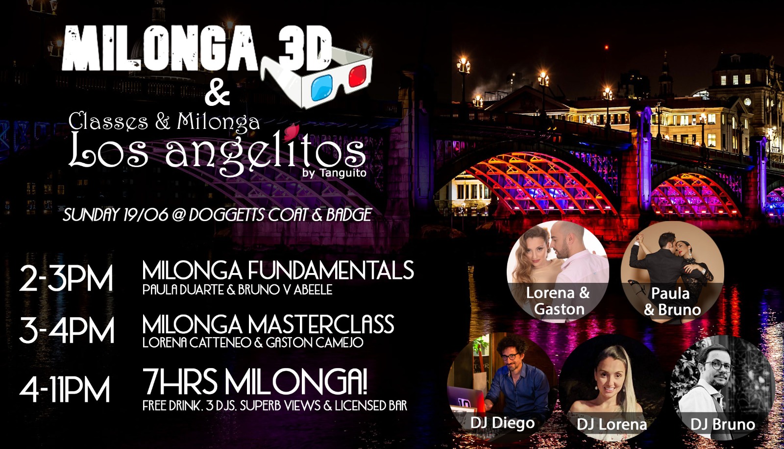Milonga 3D & LOS ANGELITOS - June Edition, 7hr milonga, 3 DJs + Lorena & Gaston masterclass