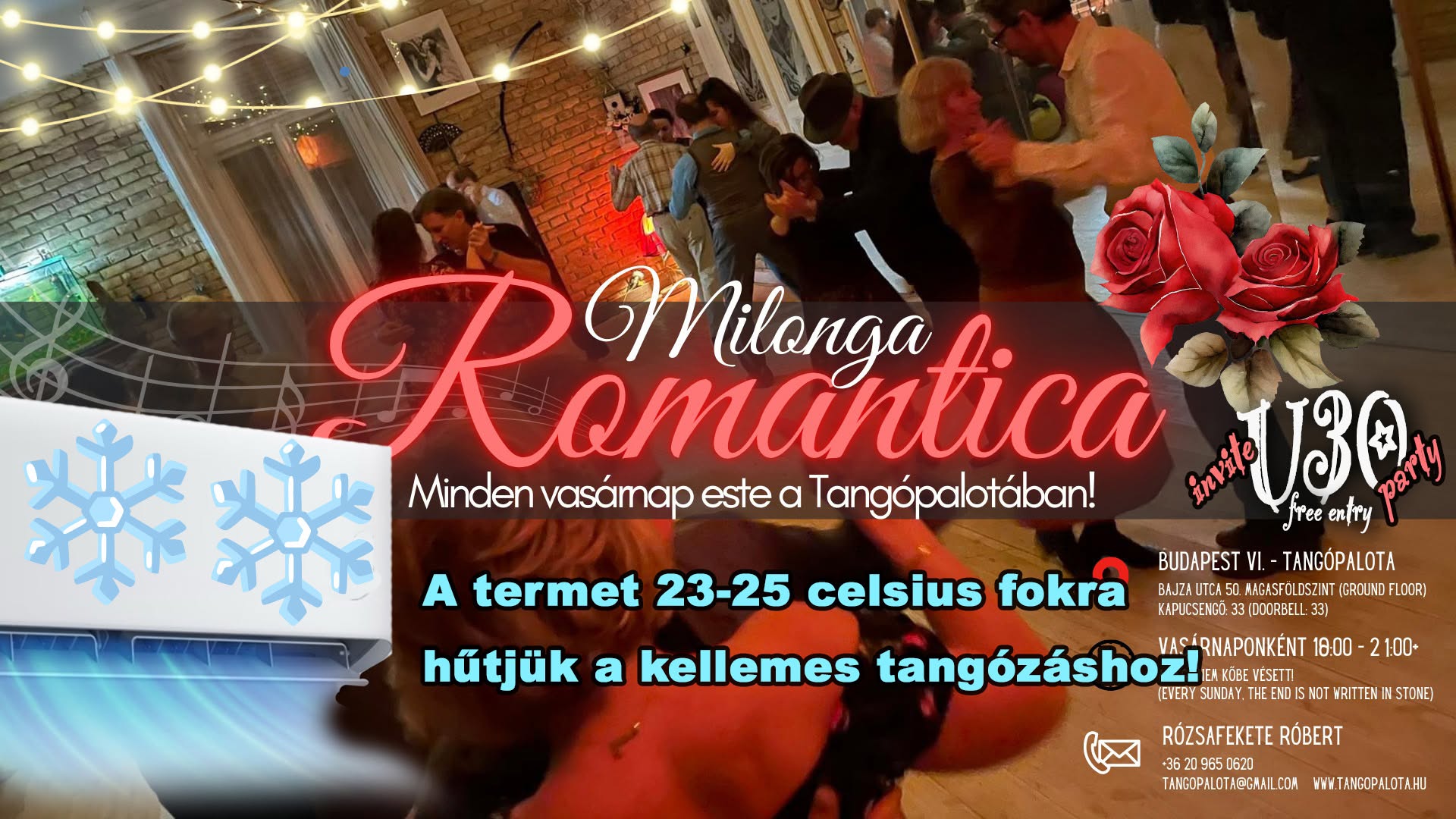 Klimatizált Milonga Romantica a Tangópalotában ❣️ 18.00-