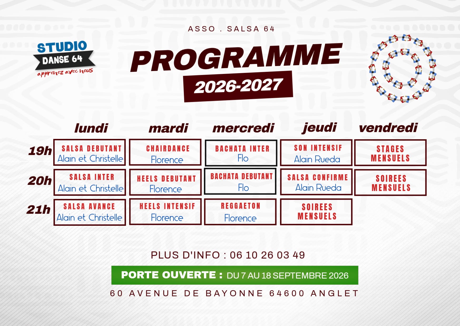 PROGRAMME 2026-2027 COURS_SALSA_BACHATA_HEELS ET PLUS