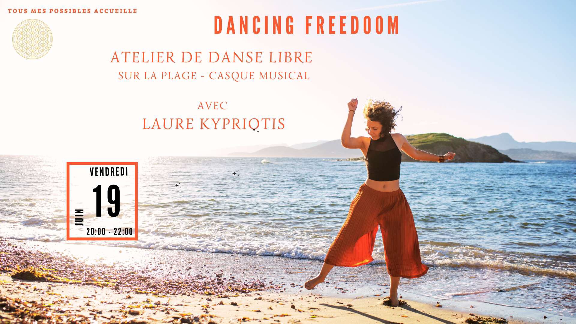 Soirée Dancing Freedom sur la plage au casque musical avec Laure Kypriotis