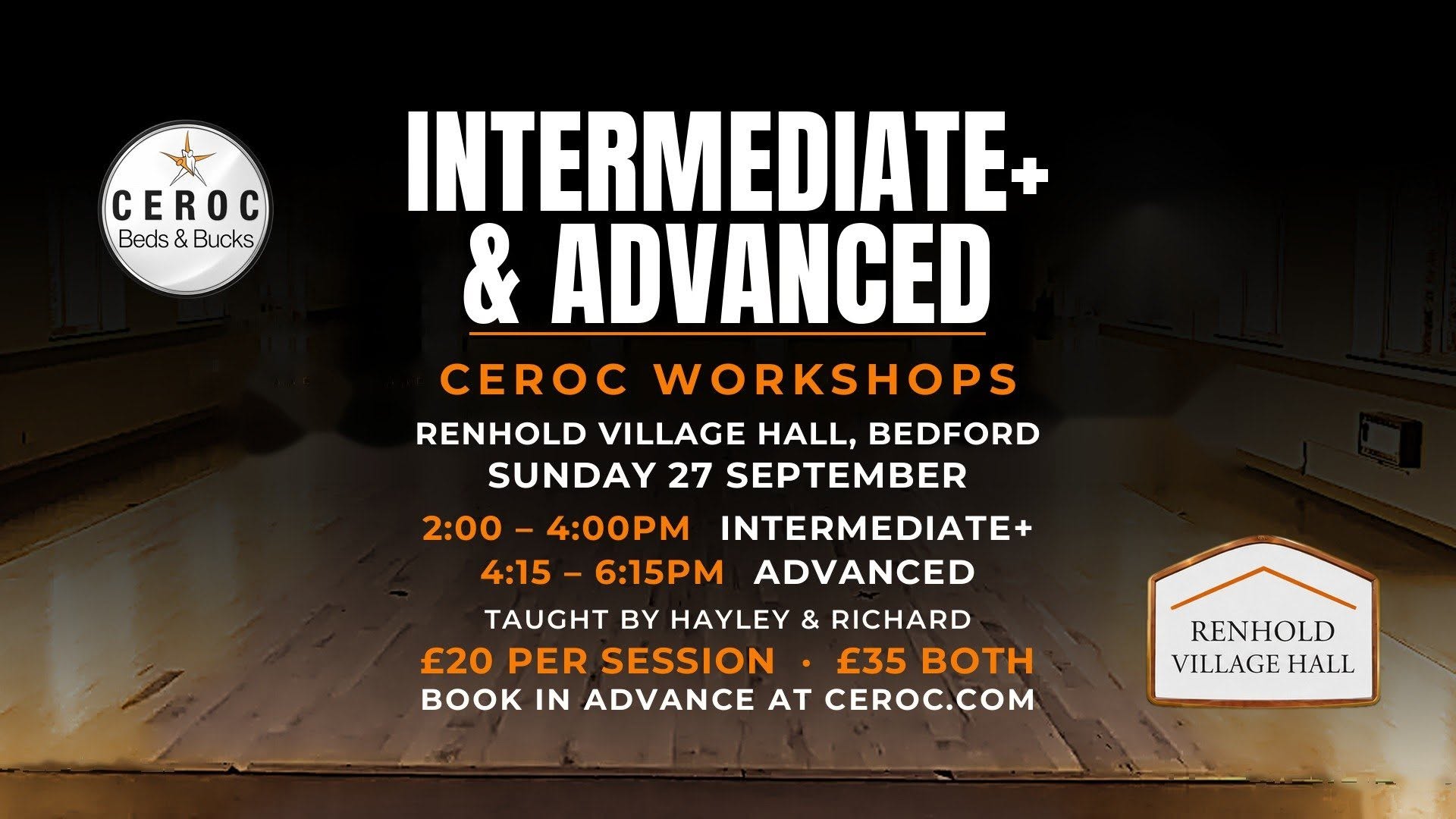 Intermediate+ Advanced Workshops in Bedford