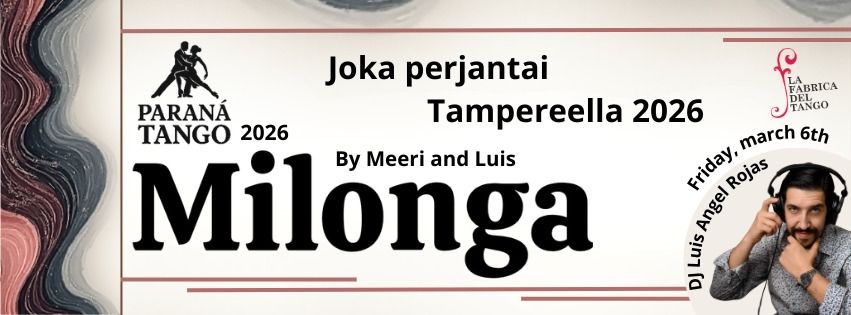 Paraná Tango Milonga - Joka perjantai Tampereella 2026