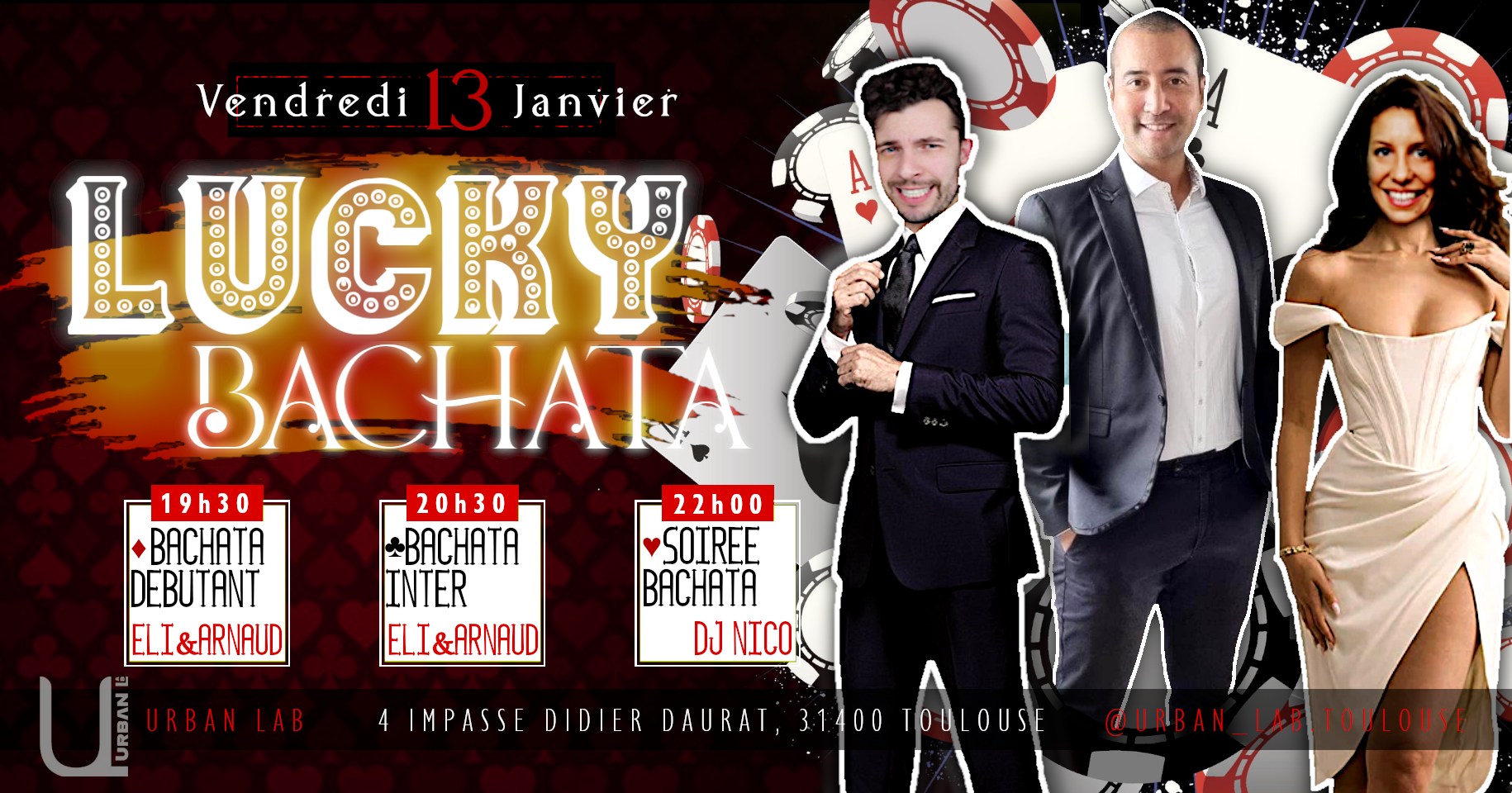 LUCKY BACHATA (100%) 🍀 Cours, Soirée, et Cadeaux de fous à gagner !