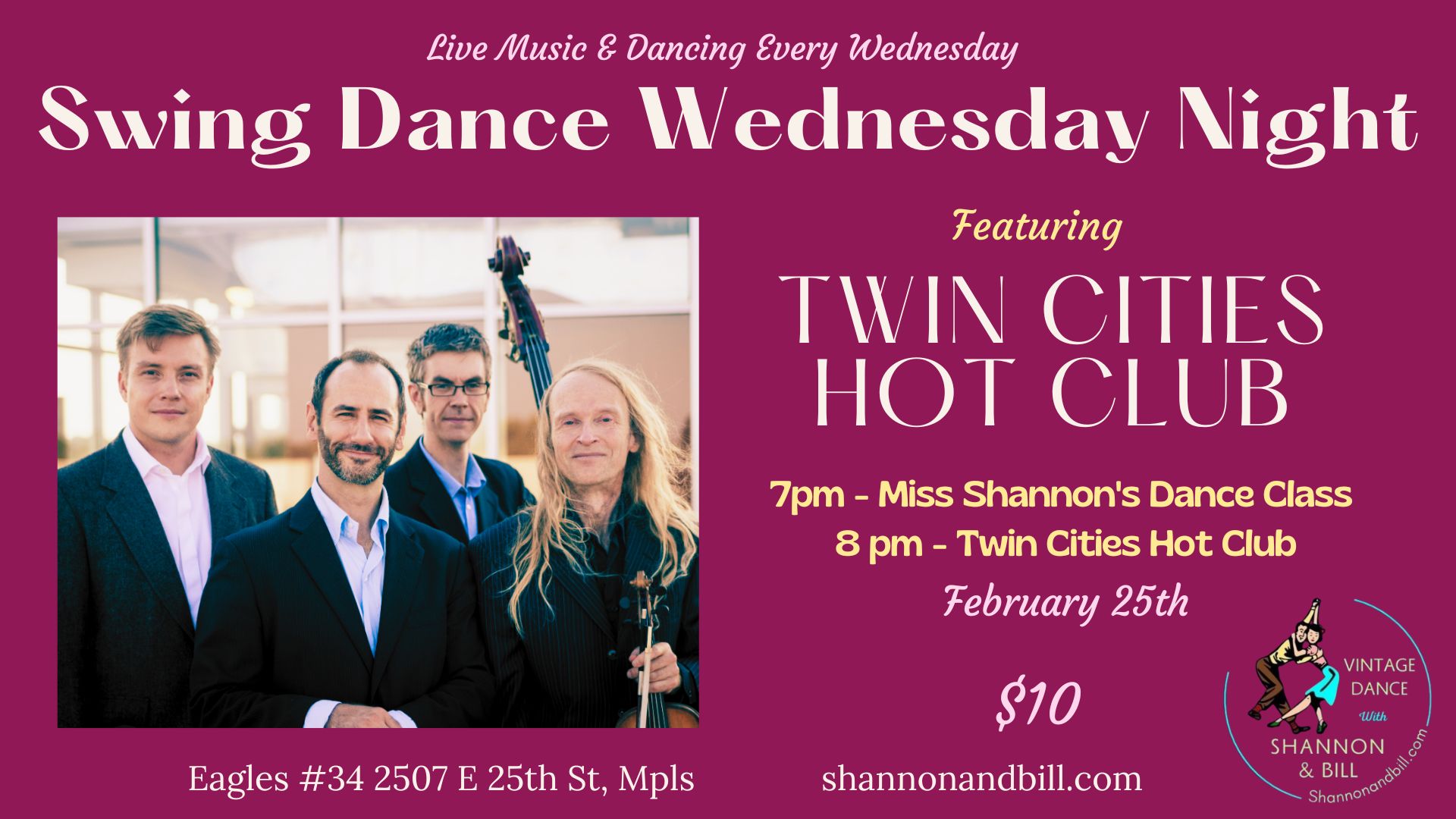 Twin Cities Hot Club at Swing Dance Wednesday Night 2 25