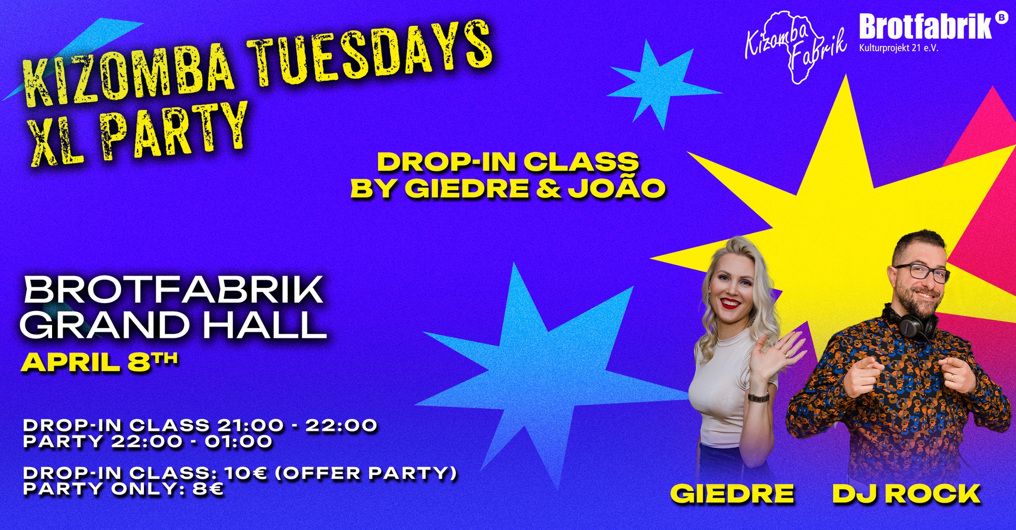 Kizomba Tuesdays XL - April 8th - Brotfabrik Grand Hall Class LIKE Frankfurt After Party