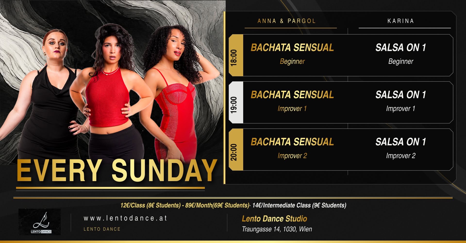 Bachata Sensual & Salsa On 1 Dance Classes Every Sunday