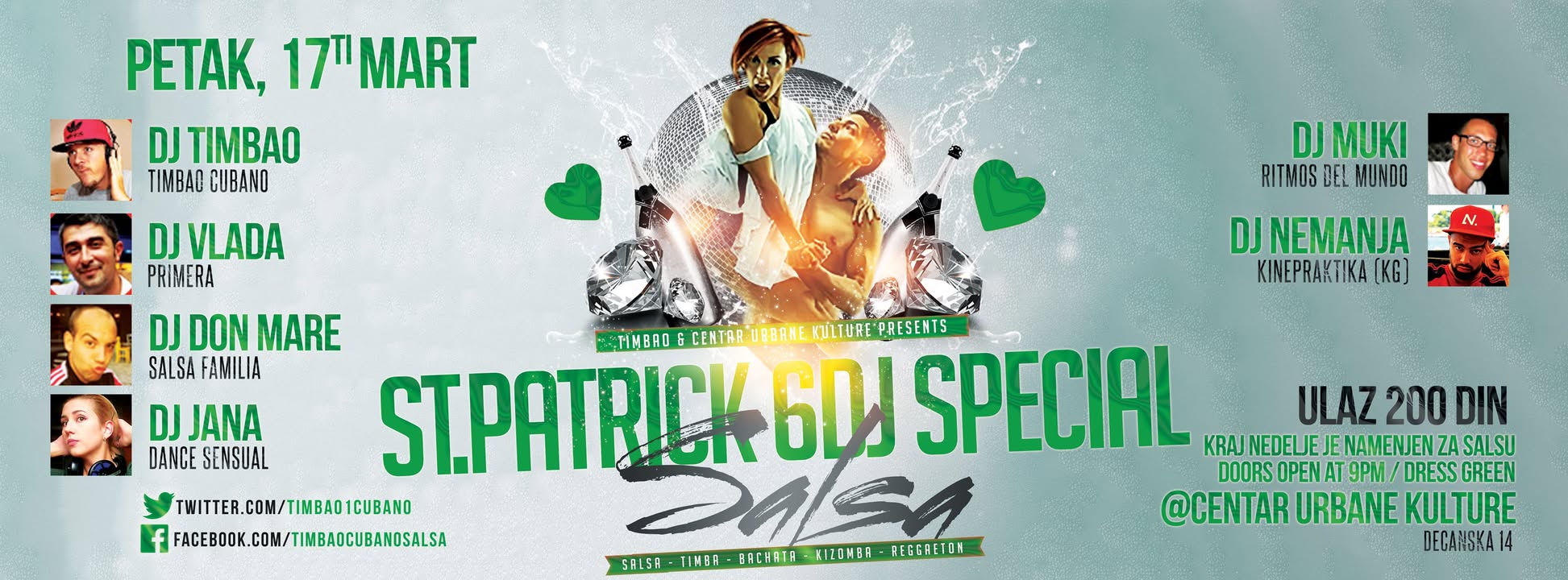 Velika Green St.Patrick salsa žurka 17. Mart 6 DJ - CUK