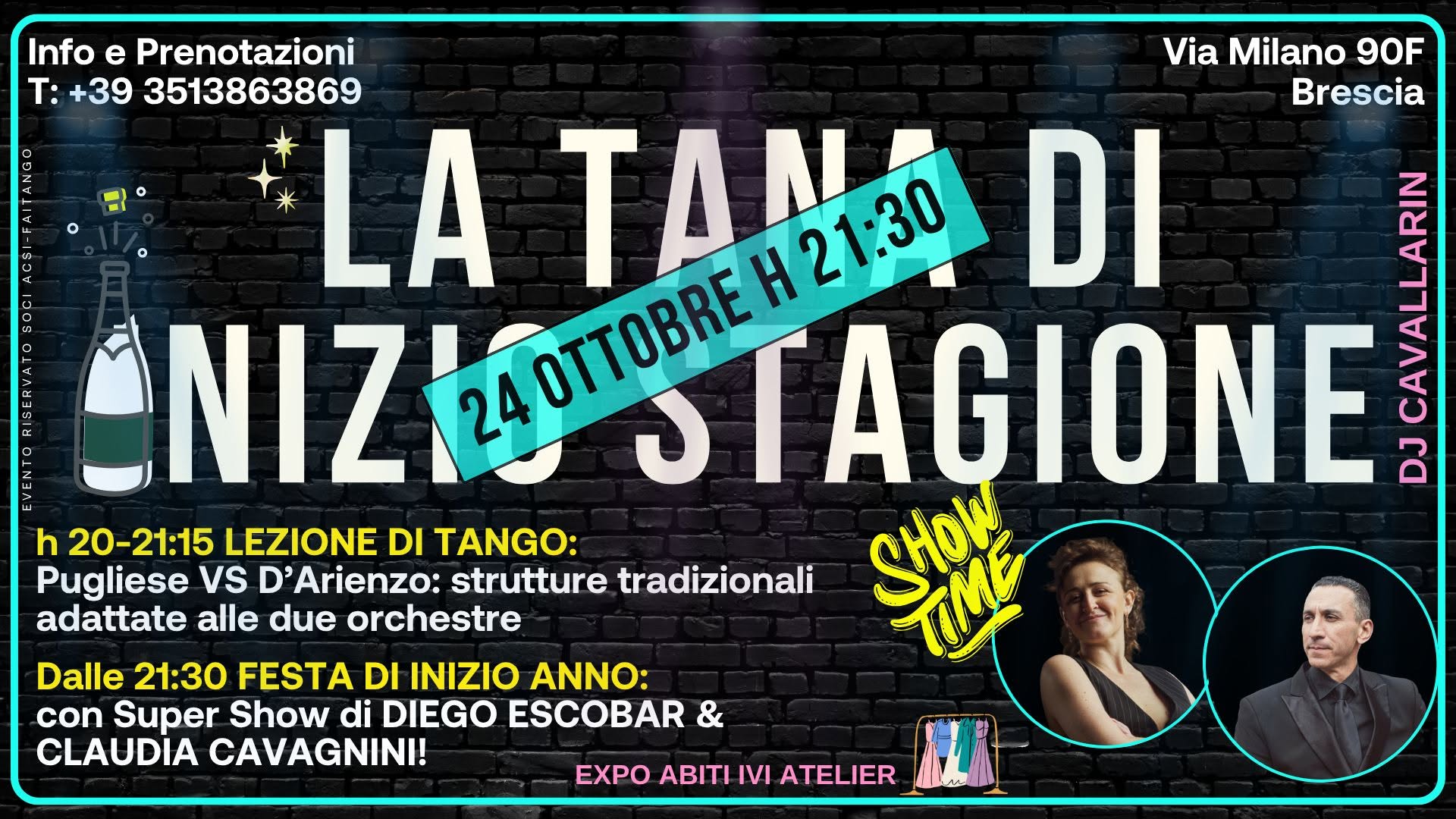 La Tana Milonga con Diego e Claudia, dj Cavallarin grande apertura di stagione!