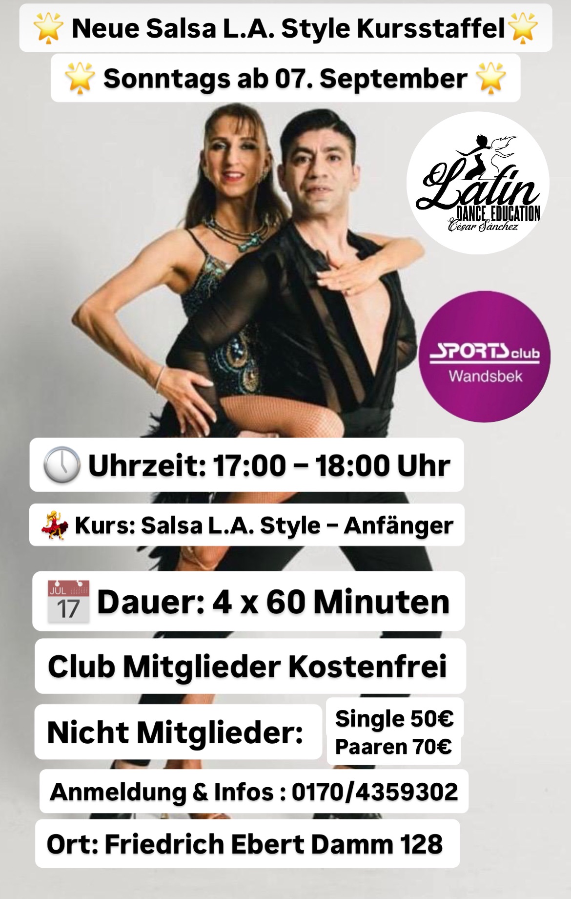 Neue Salsa L.A Style Kursstaffel für Anfänger