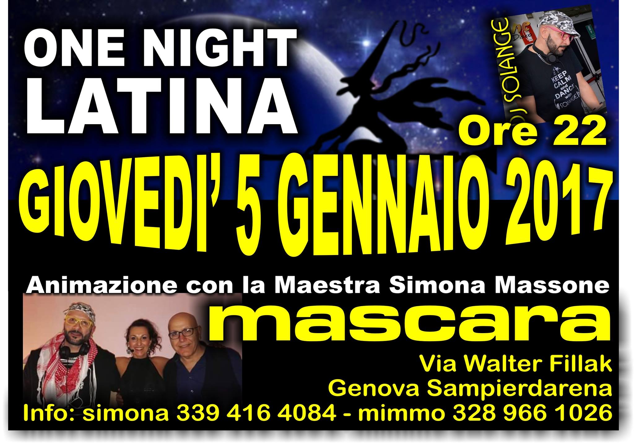 Giovedì 5 Gennaio One Night - Arrivo della Befana