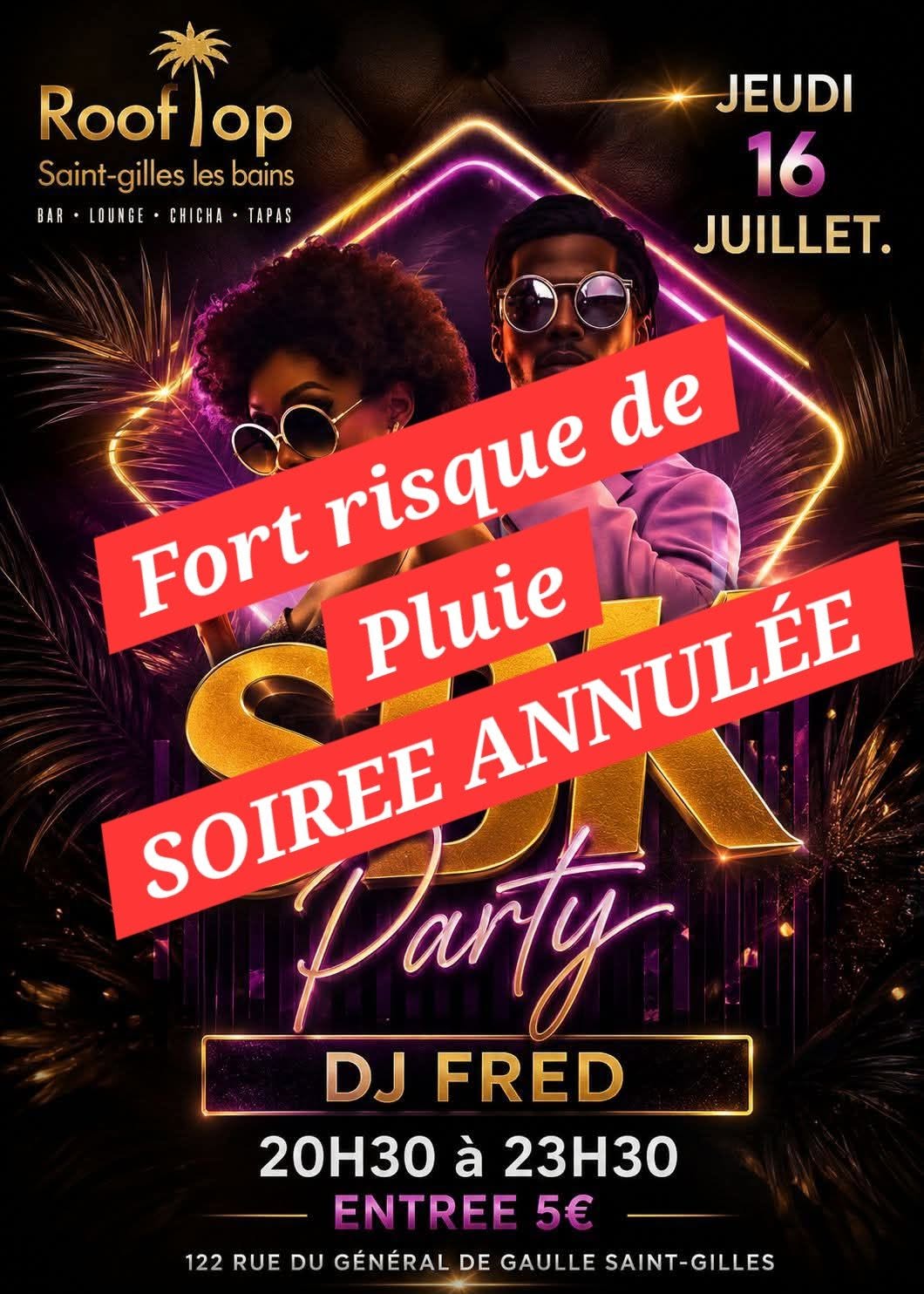 ⭐SPECIAL SBK ROOFTOP⭐ 💥ENTREE 5€💥CE JEUDI 16 JUILLET De 20h30 à 23h30 Dj Fred