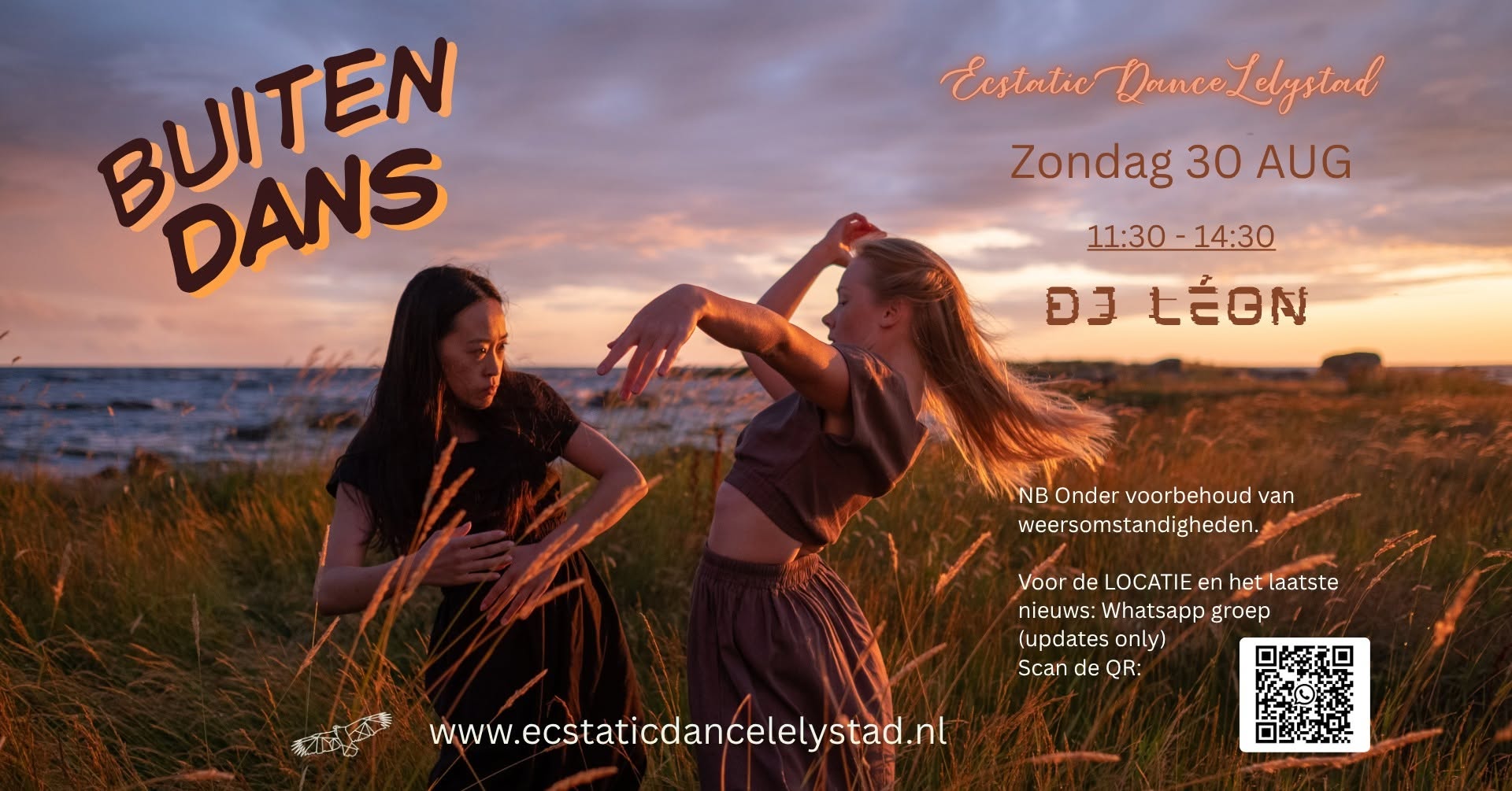 Buiten-dans 30 Augustus '26 DJ Léon Ecstatic Dance Lelystad