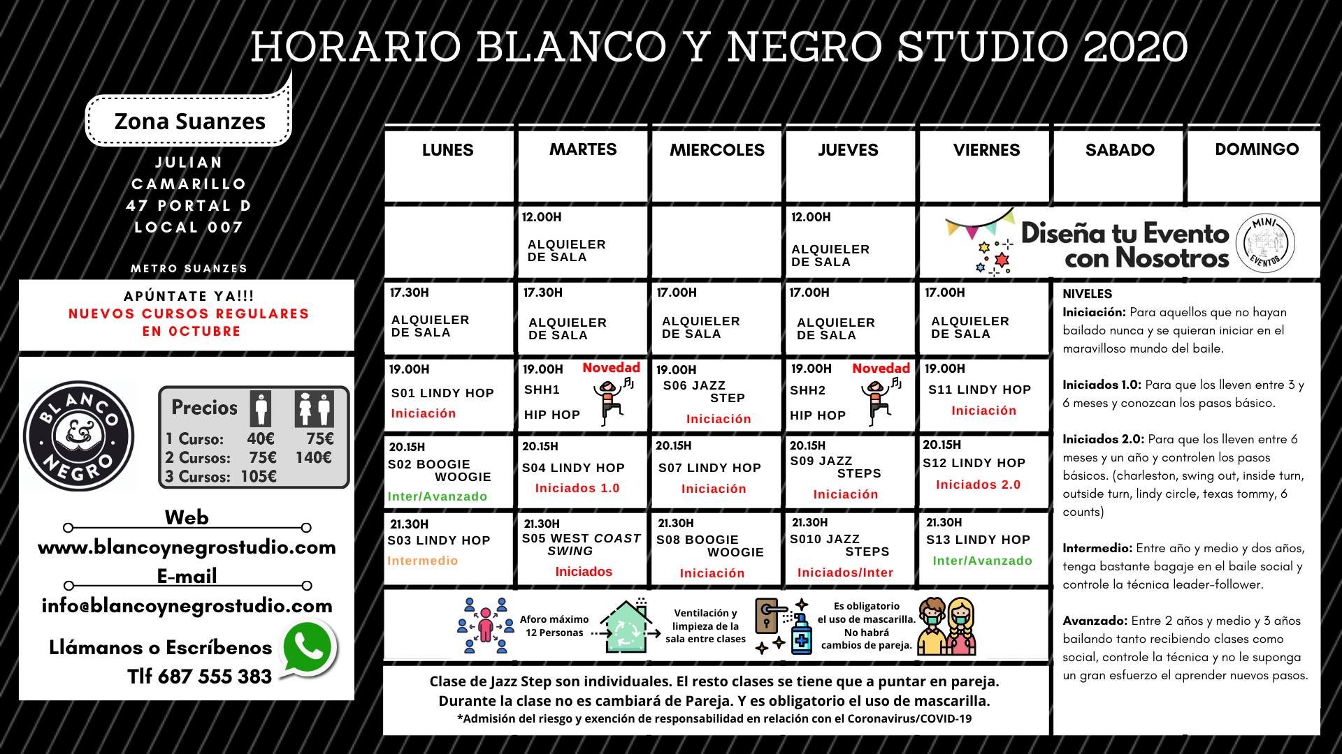 Inscripciones Nuevo Curso 2020 en Blanco y Negro Studio