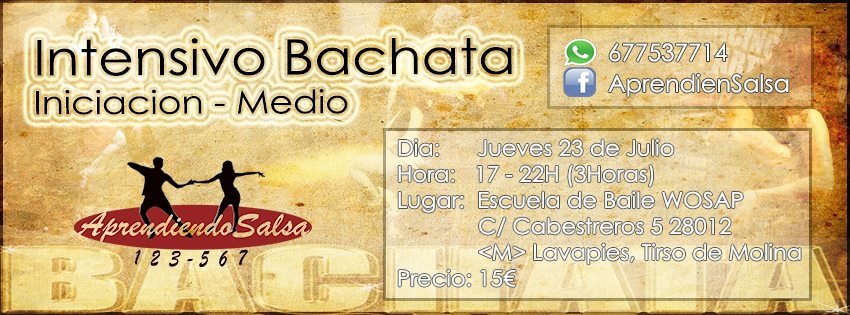 INTENSIVO BACHATA INI-MED 23JULIO 3HORAS 15€