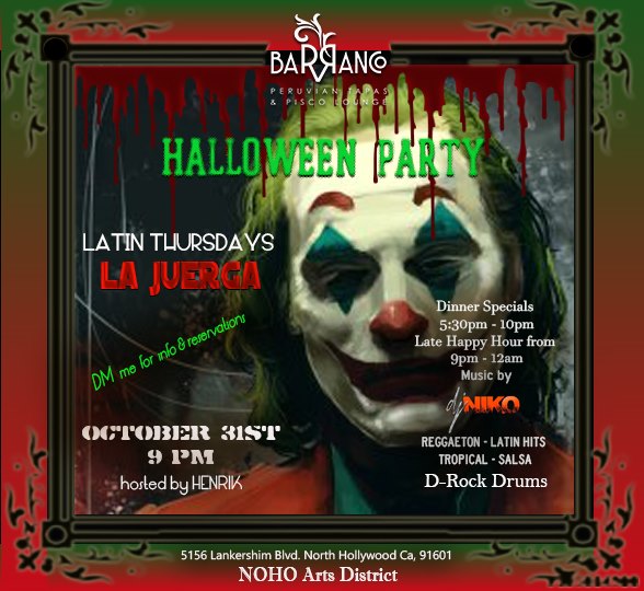 Halloween Fiesta!! Thursday Oct 31st!!! La Juerga