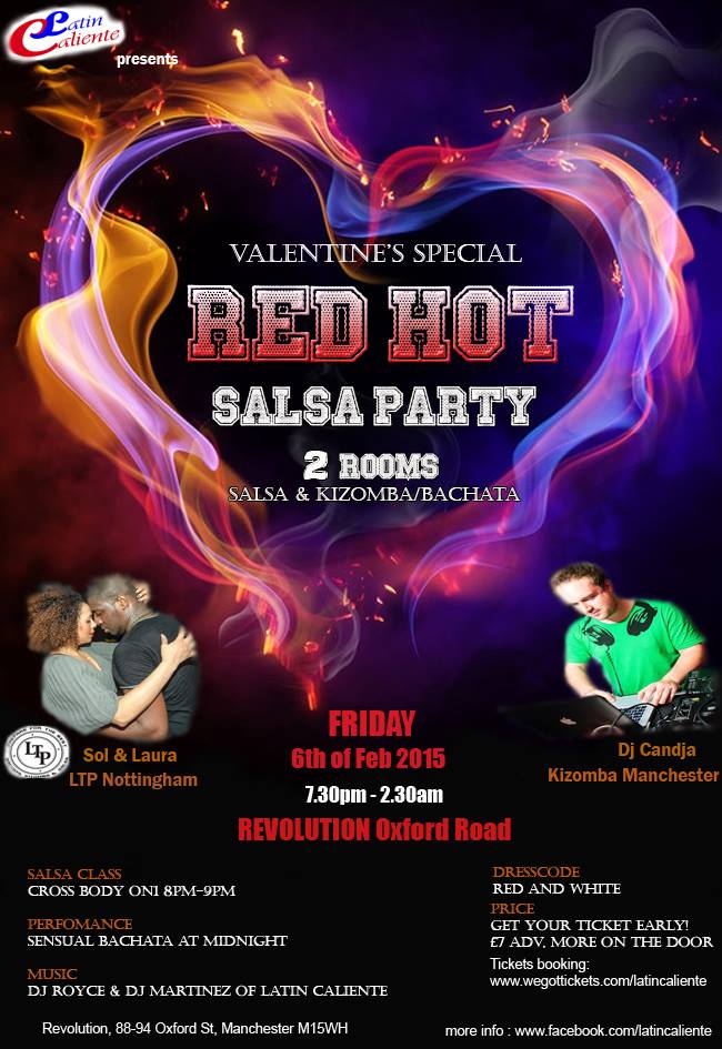 Latin Caliente Presents RED HOT SALSA PARTY ***Valentine's special***✤2 ROOMS PARTY✤Salsa, Kizomba & Bachata✤ with SPECIAL GUESTS>DJ Candja-