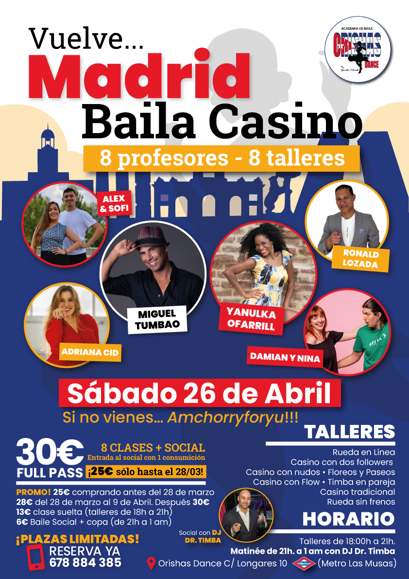 Evento ๐ ๐ฎ๐ฑ๐ฟ๐ถ๐ฑ ๐๐ฎ๐ถ๐น๐ฎ ๐๐ฎ๐๐ถ๐ป๐ผ - 8 Talleres y social en ๐ถ๐๐๐๐๐๐ ๐ซ๐๐๐๐