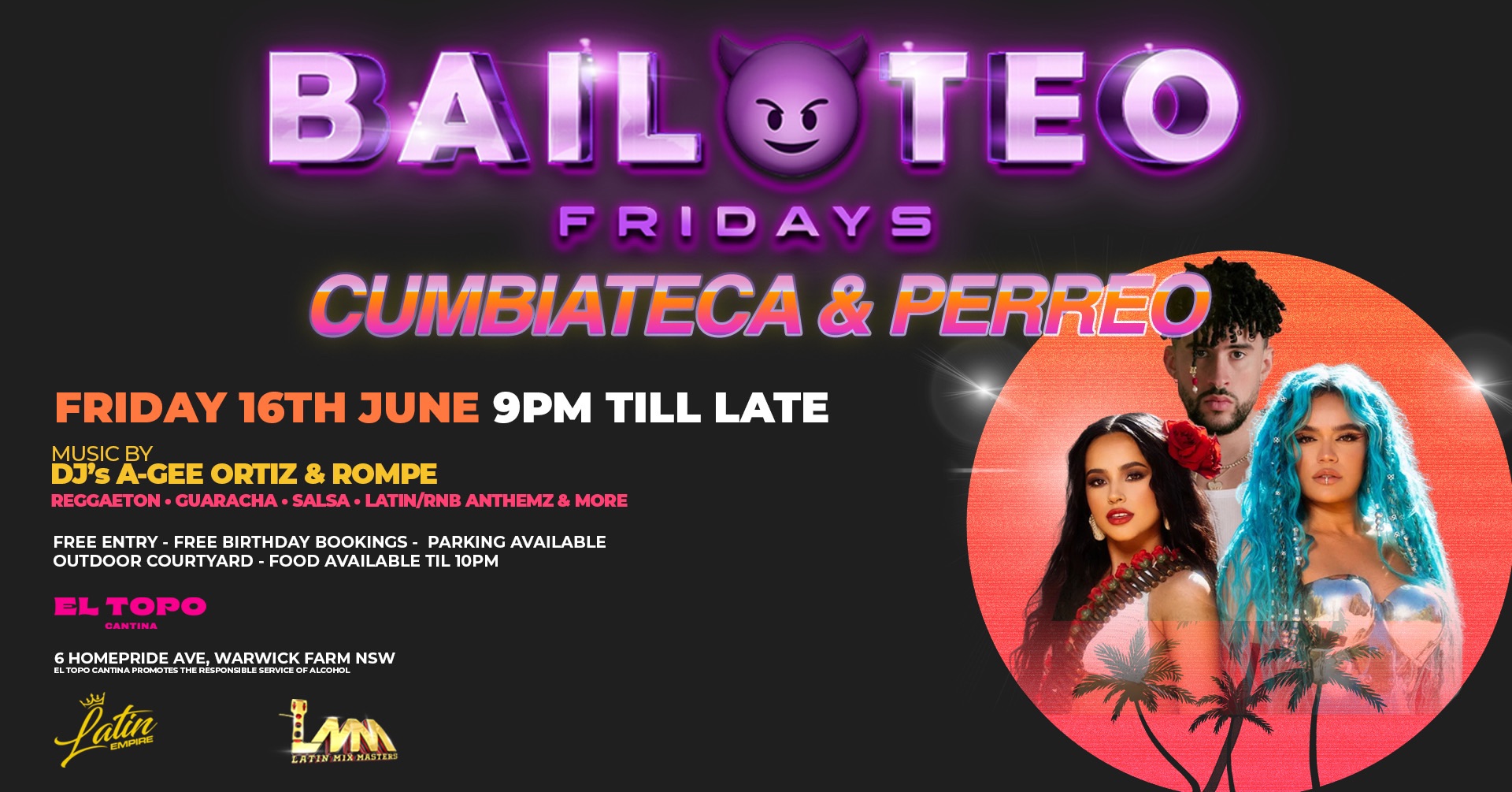BAILOTEO FRIDAYS @ EL TOPO CANTINA JUNE 16TH NOCHE DE CUMBIATECA Y PERREO