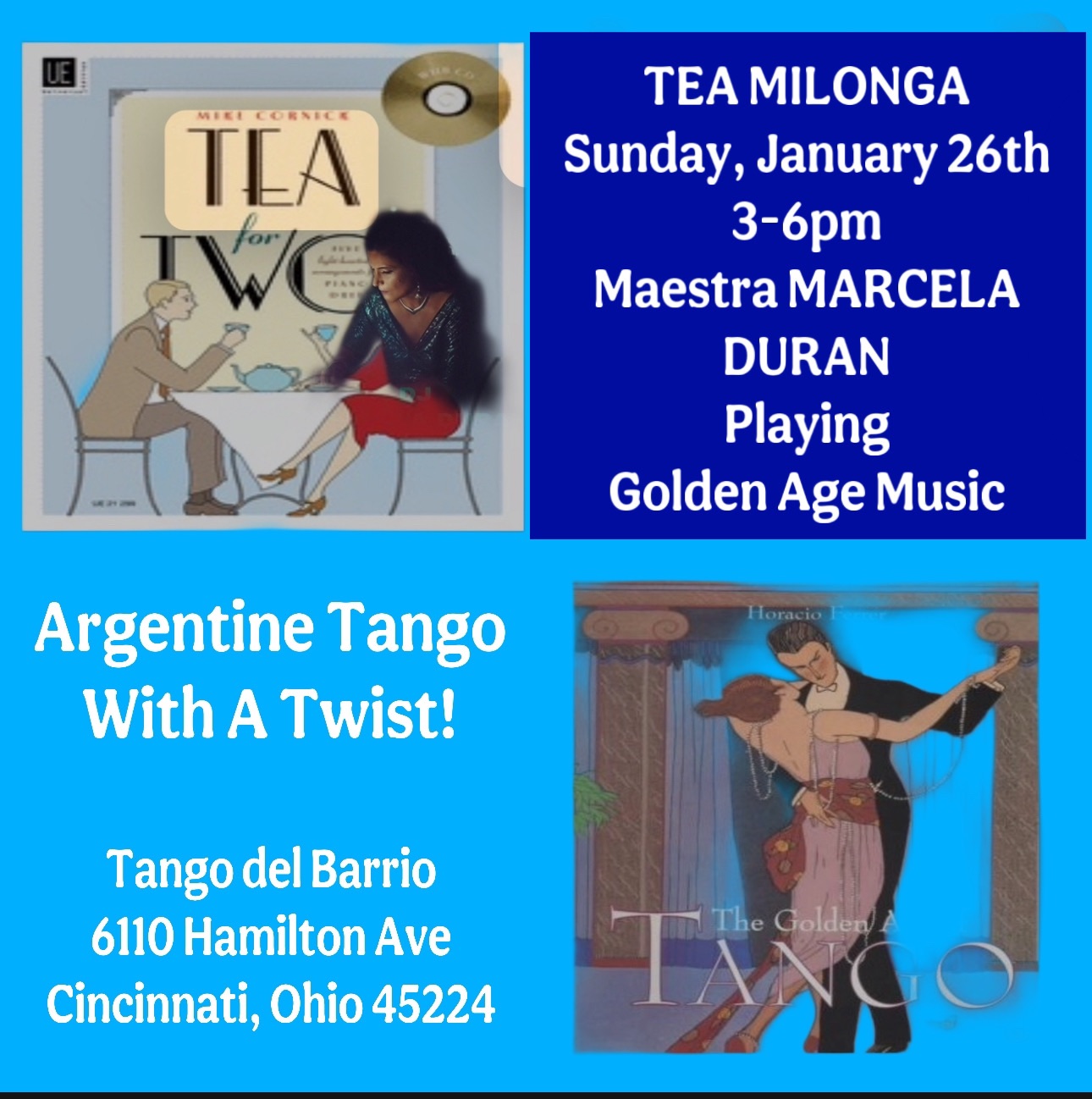 SUNDAY TEA MILONGA + GROUP CLASS DJ Maestra MARCELA DURAN‼️