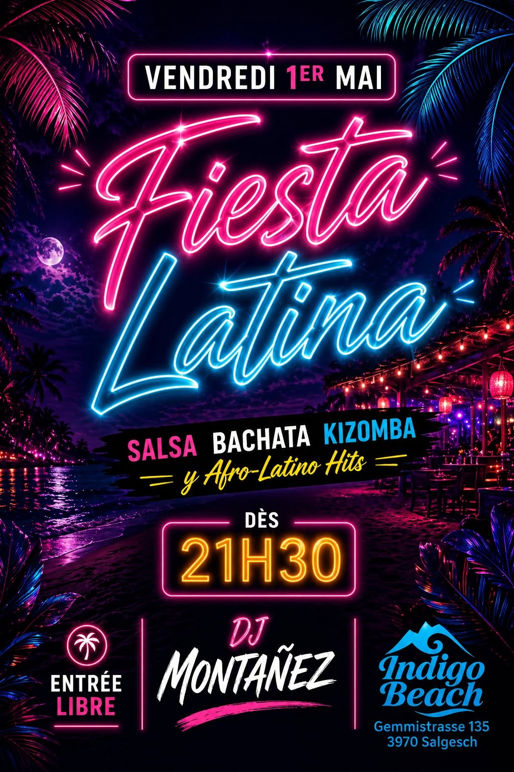 Fiesta Latina @ Indigo Beach - Vendredi 1 Mai - Start 21h30