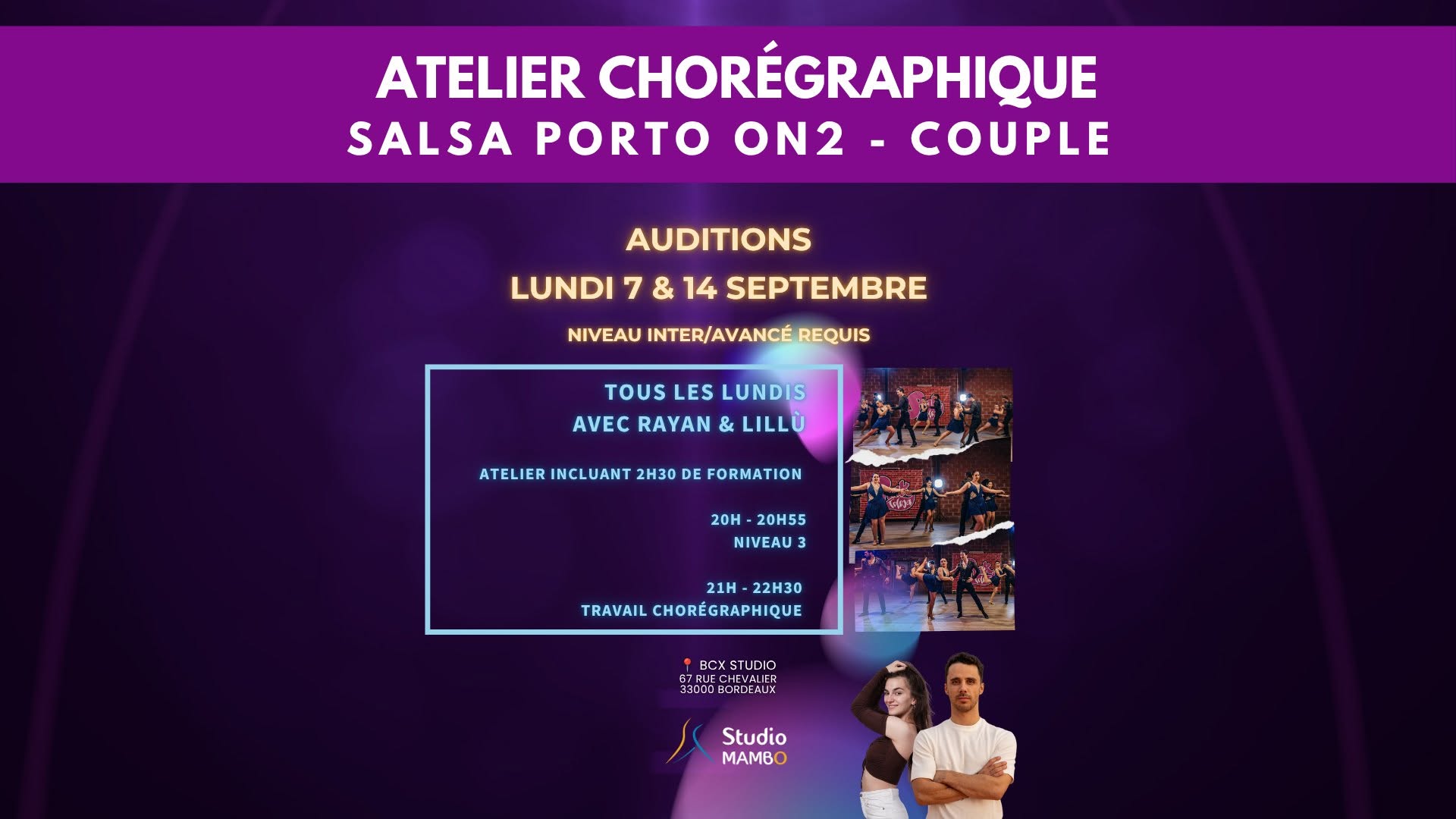Atelier Chorégraphique Salsa Porto On2 - Couple avec Rayan et Lillù Studio Mambo